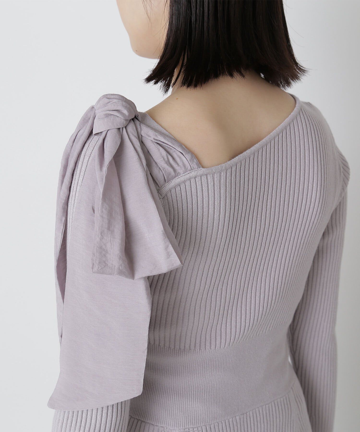  「ショルダーリボンニットワンピース」|ワンピース|