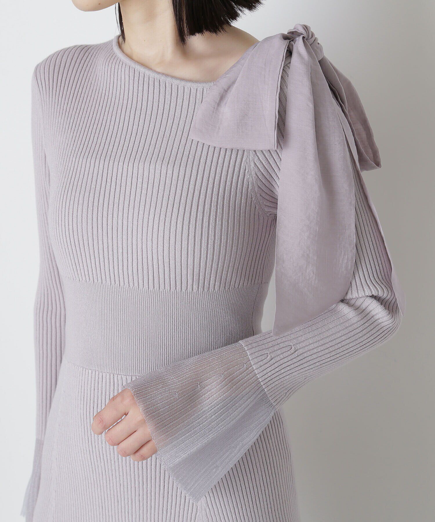  「ショルダーリボンニットワンピース」|ワンピース|