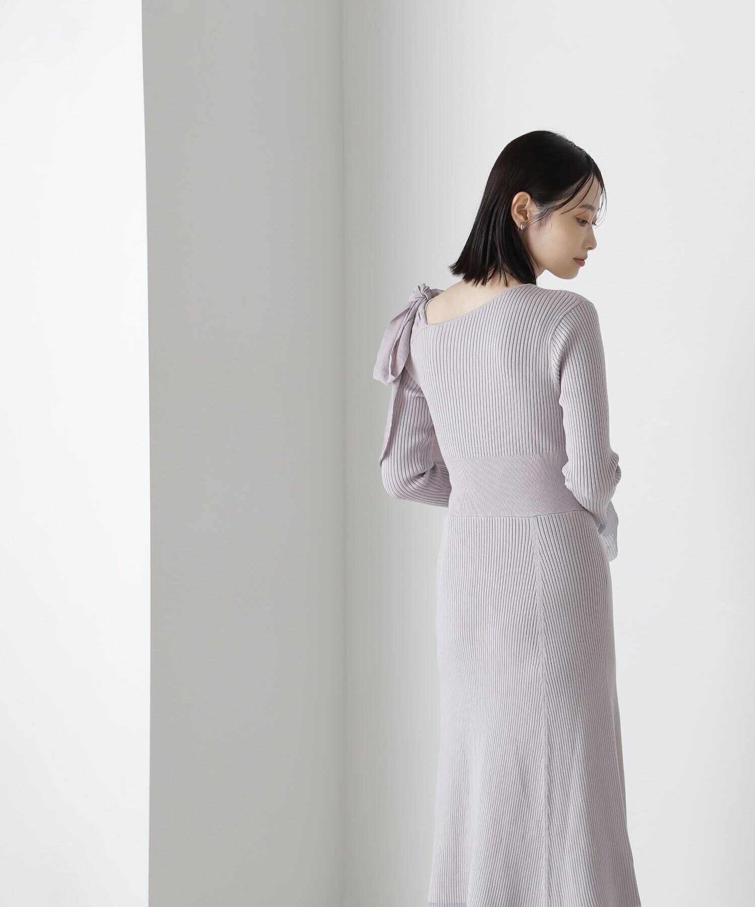  「ショルダーリボンニットワンピース」|ワンピース|