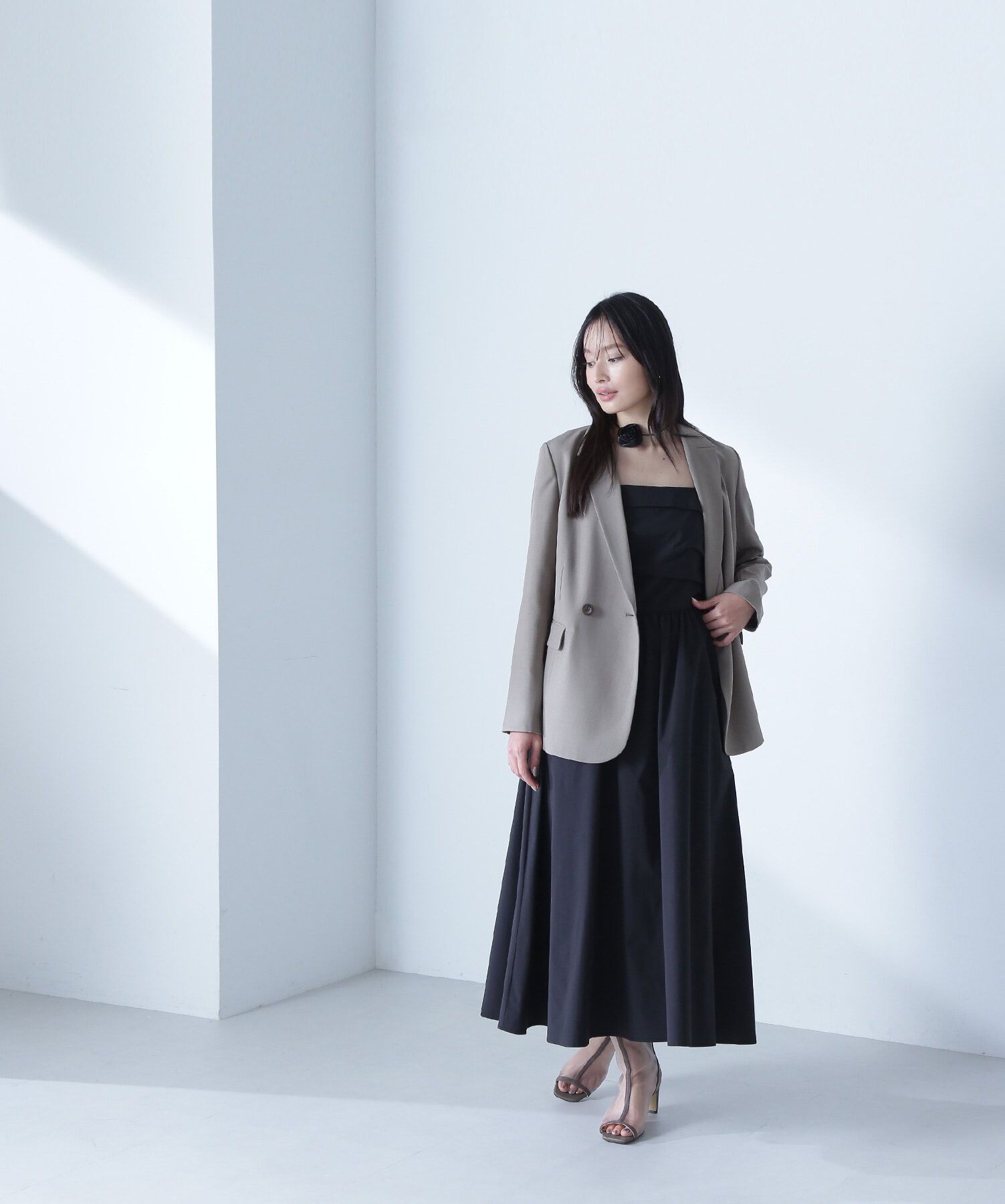  「ギャザータフタキャミワンピース」|ワンピース|