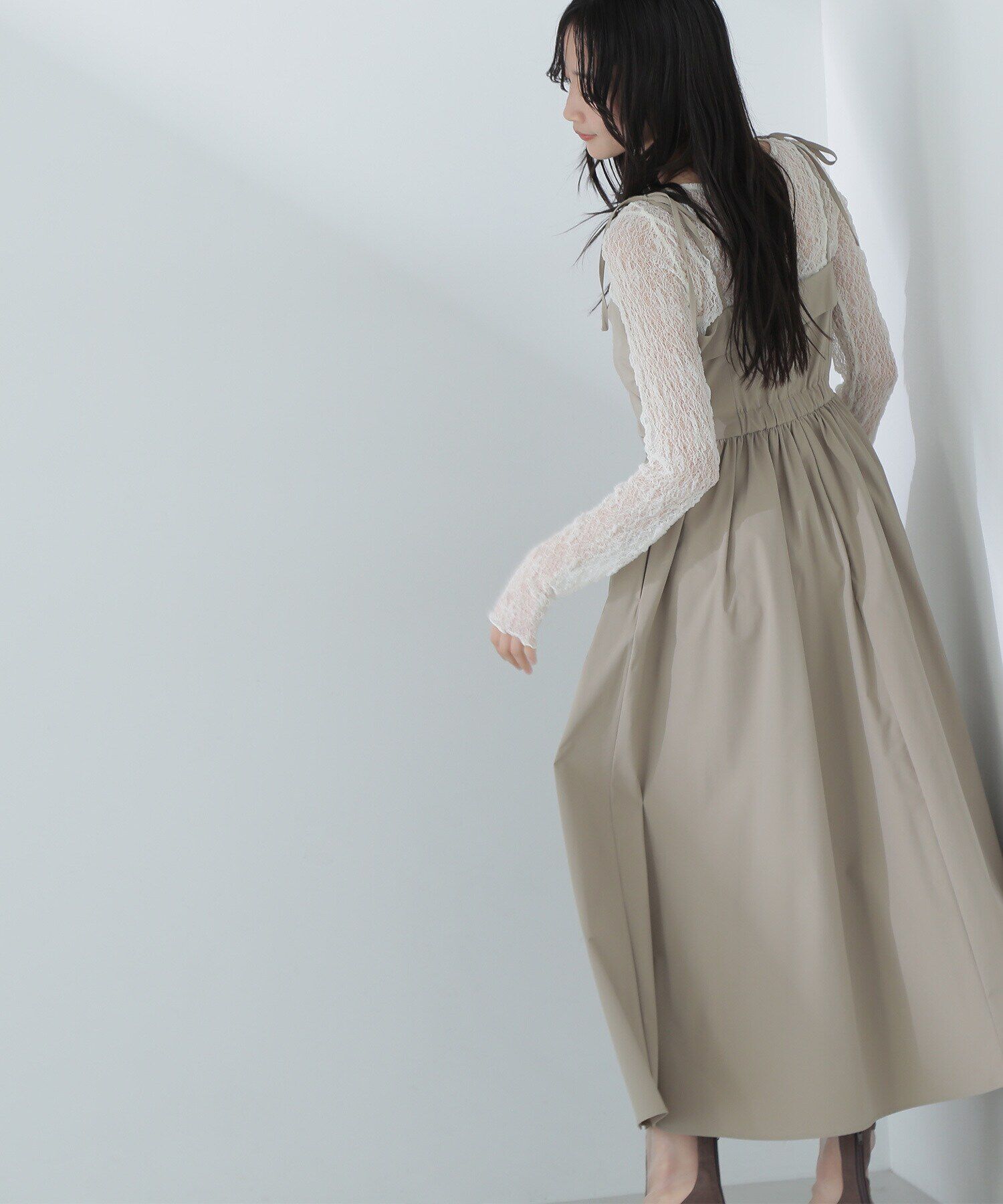  「ギャザータフタキャミワンピース」|ワンピース|