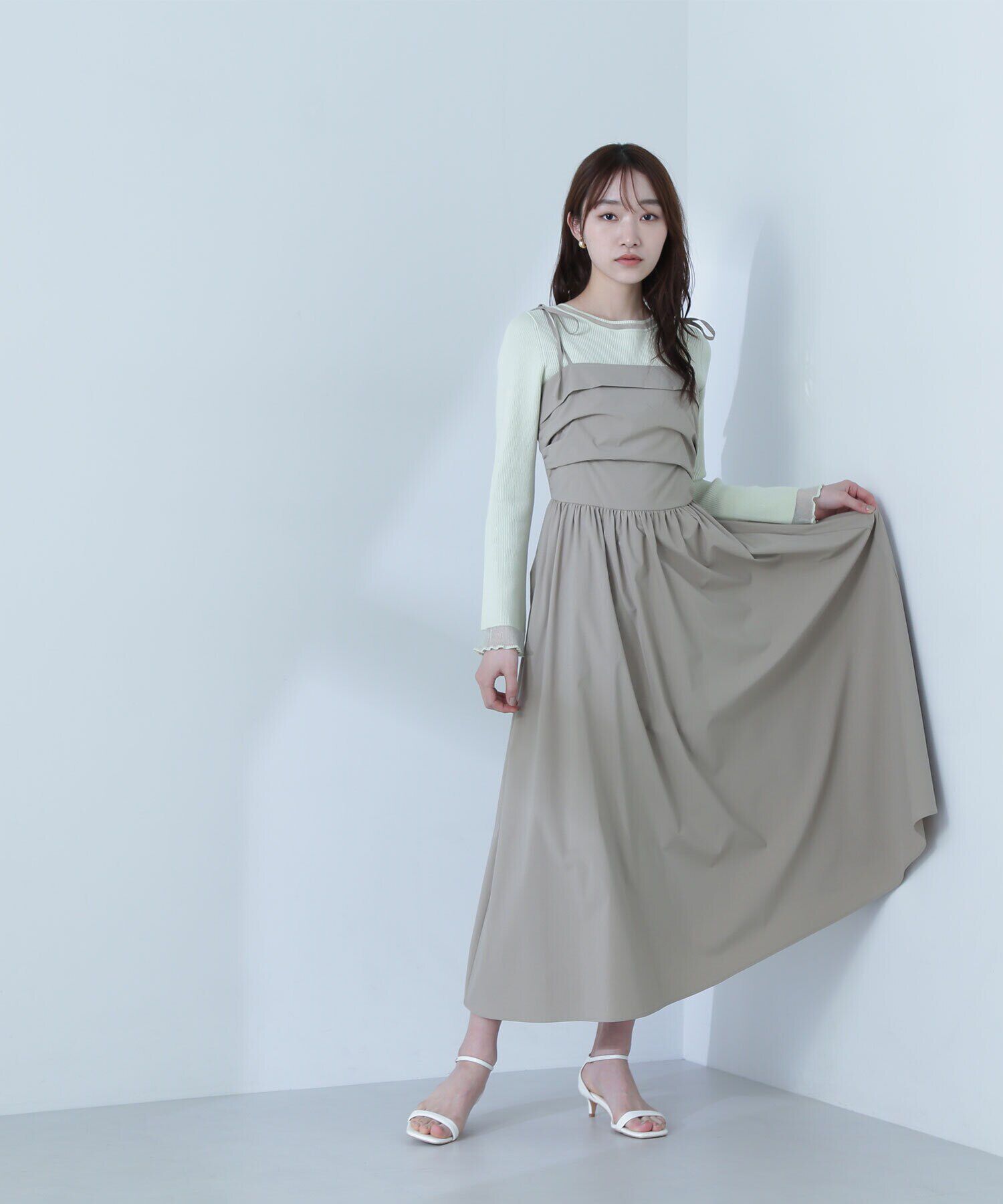  「ギャザータフタキャミワンピース」|ワンピース|