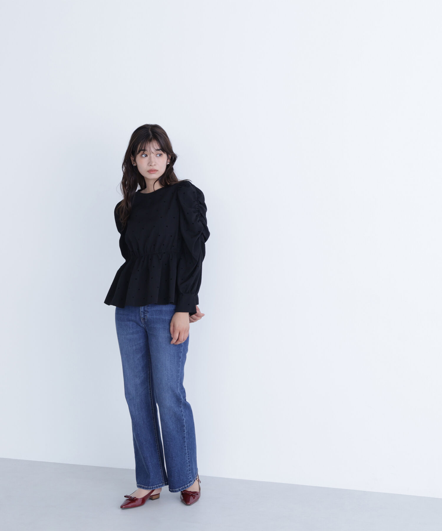  「フロッキードットペプラムブラウス」|シャツ・ブラウス|