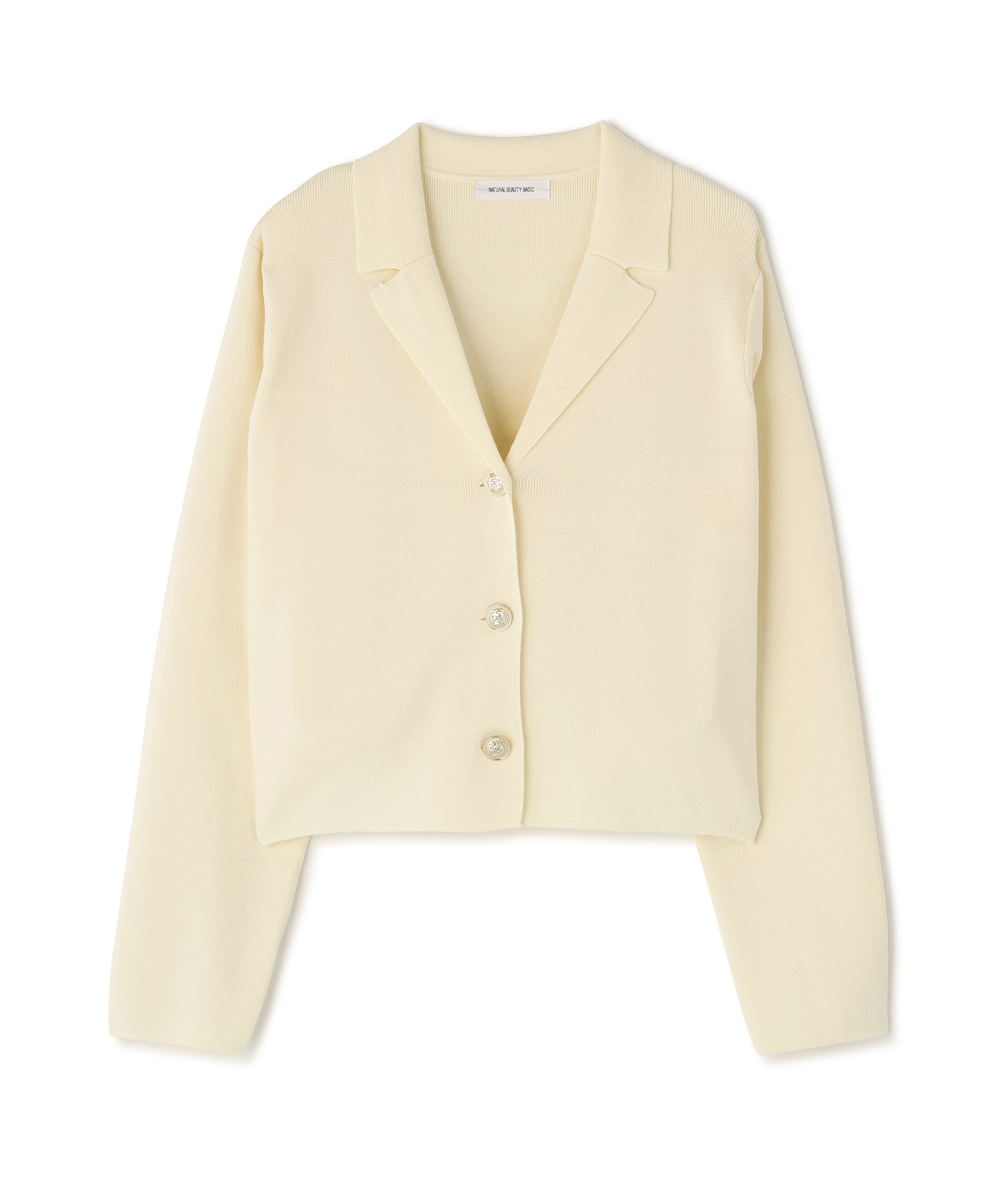  「襟付きメタルボタンニットジャケット」|ニット・セーター|