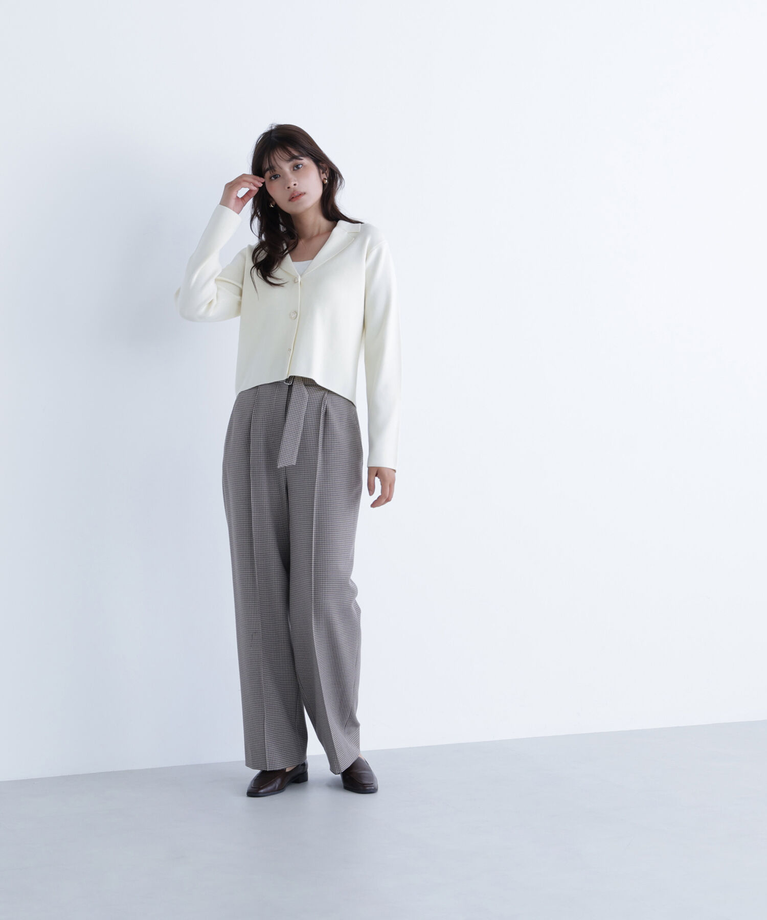  「襟付きメタルボタンニットジャケット」|ニット・セーター|