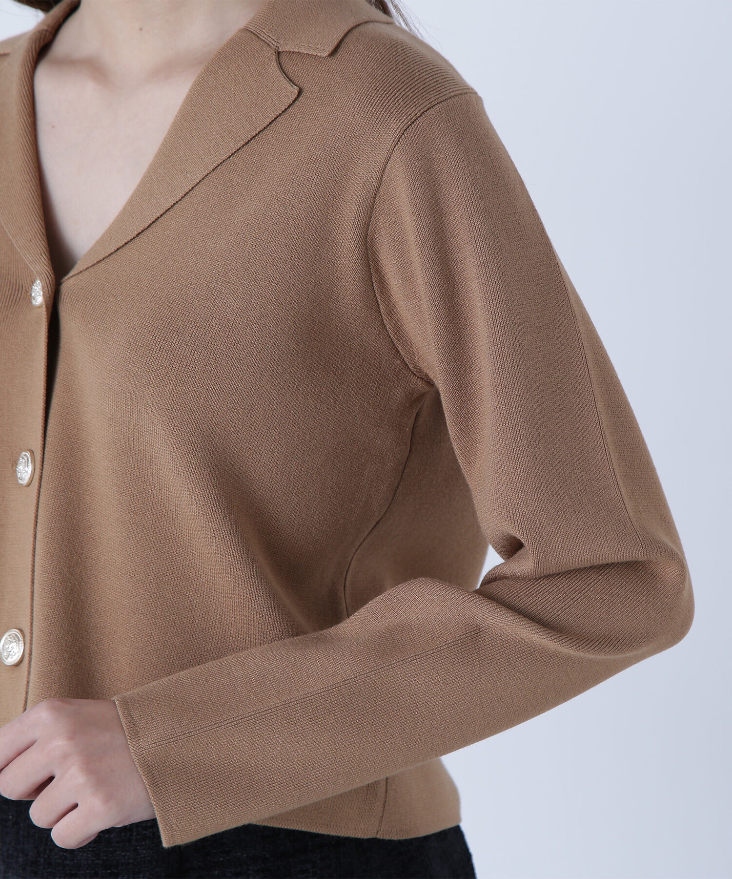  「襟付きメタルボタンニットジャケット」|ニット・セーター|