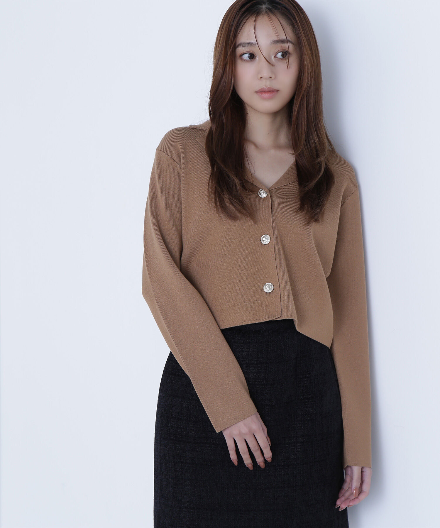  「襟付きメタルボタンニットジャケット」|ニット・セーター|