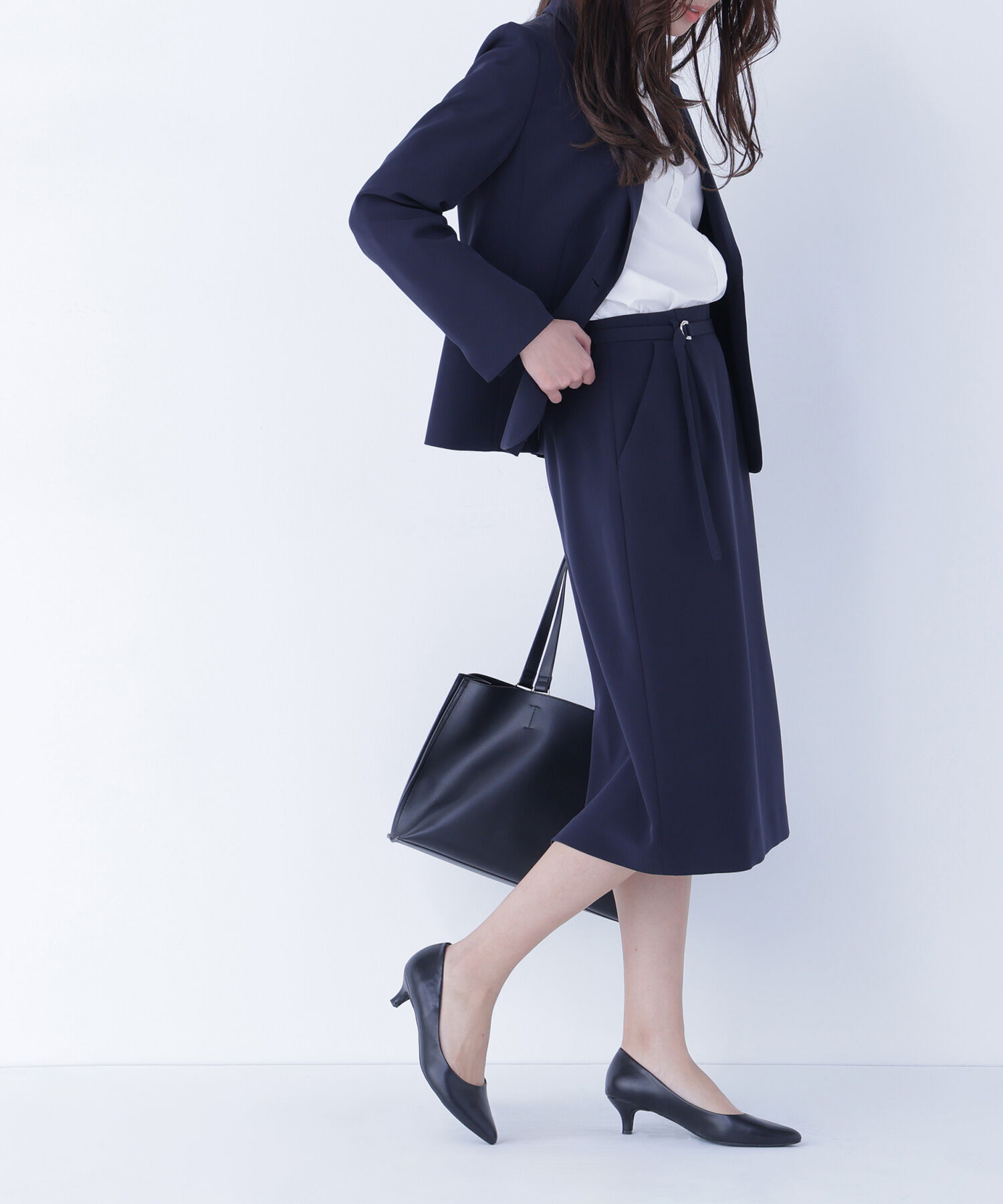  「ダブルクロスストレッチ SETUP タイトスカート」|スカート|ネイビー