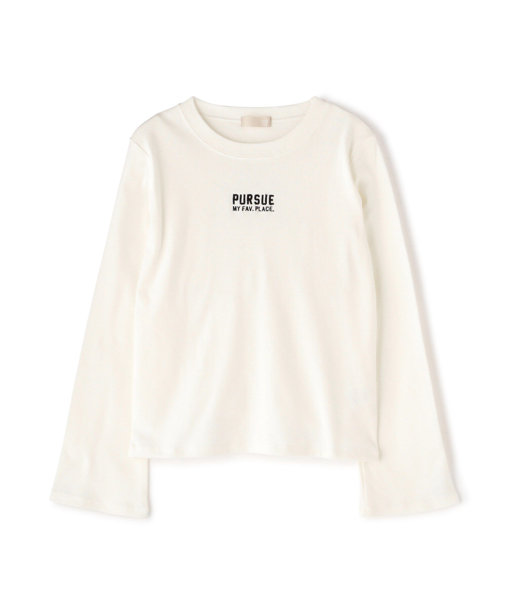  「ロゴ刺繍フレアスリーブロンT」|Tシャツ・カットソー|