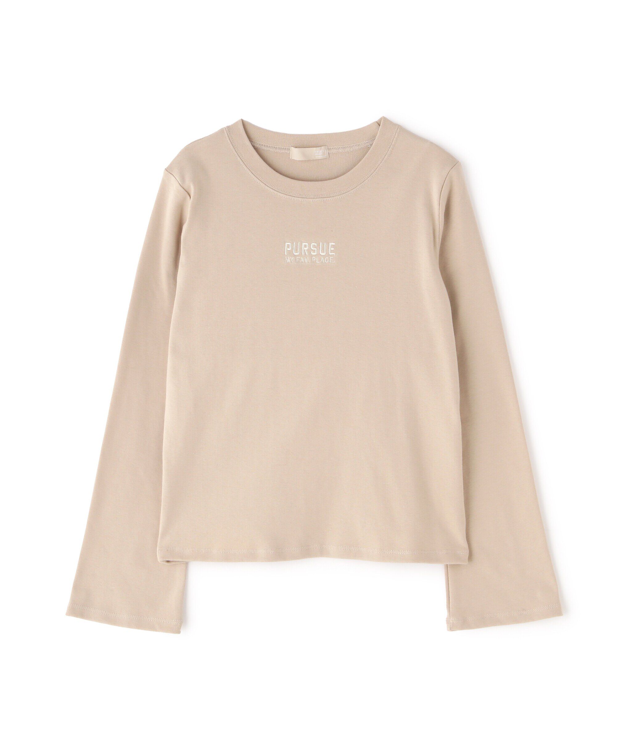  「ロゴ刺繍フレアスリーブロンT」|Tシャツ・カットソー|