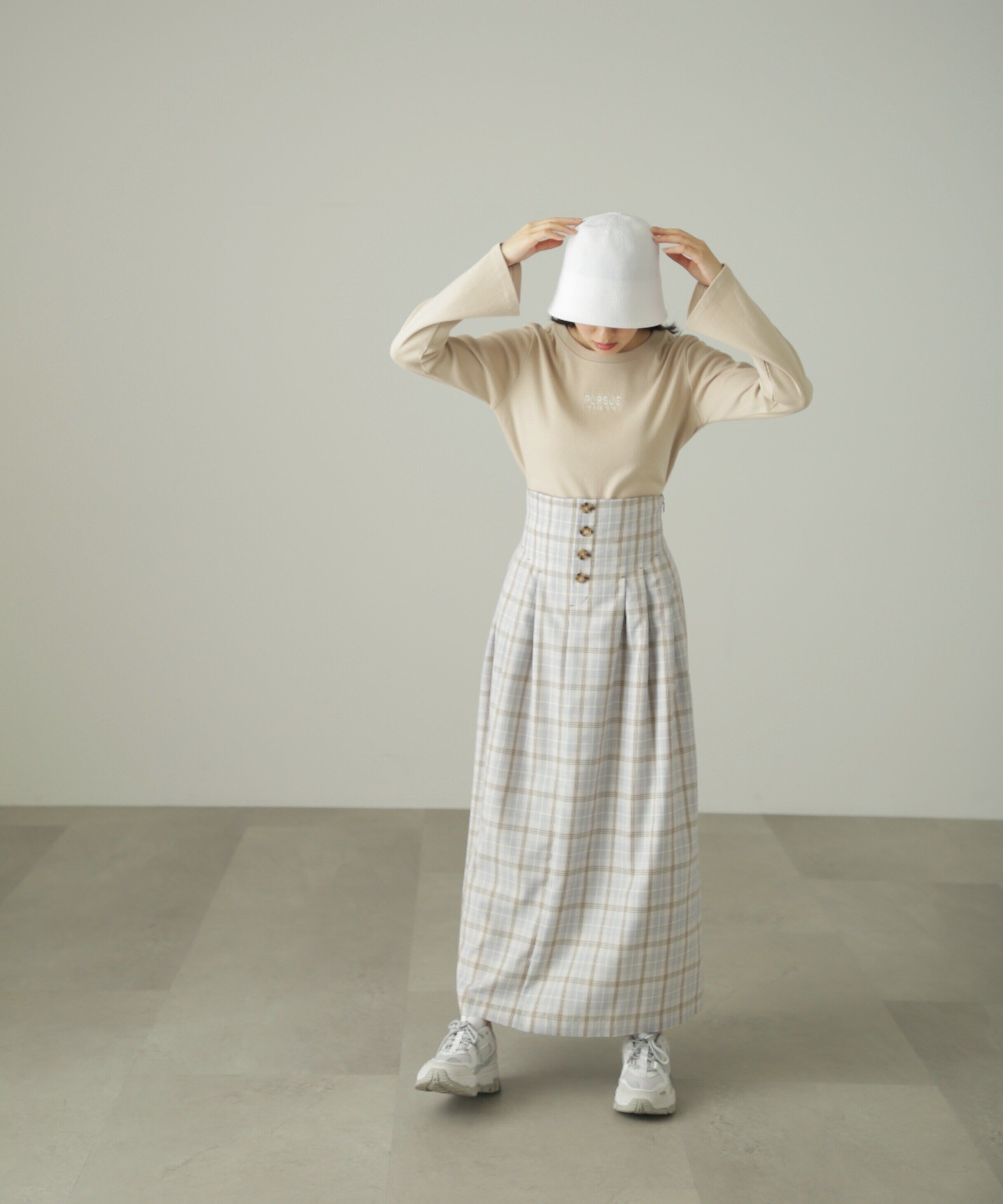  「ロゴ刺繍フレアスリーブロンT」|Tシャツ・カットソー|