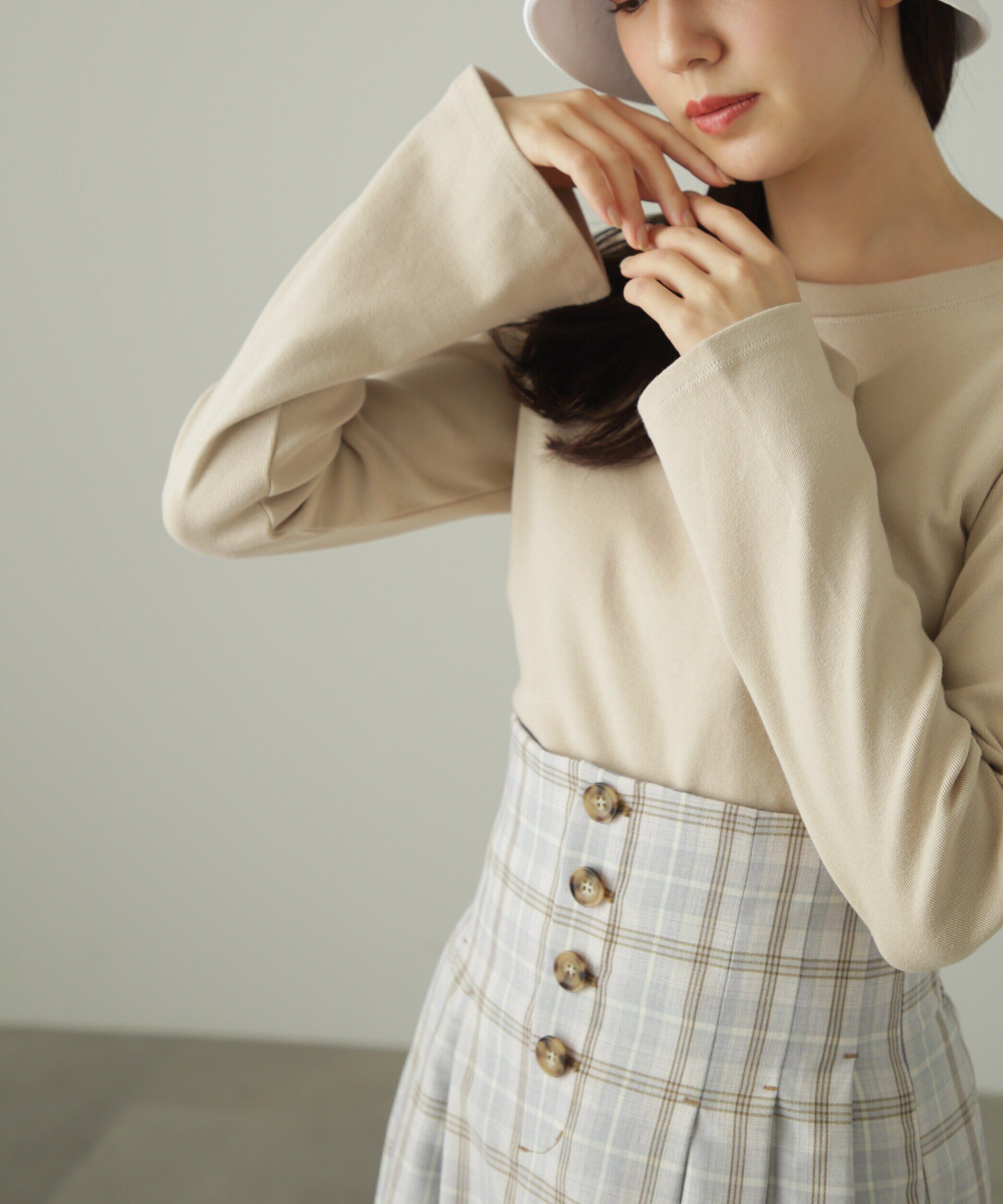  「ロゴ刺繍フレアスリーブロンT」|Tシャツ・カットソー|