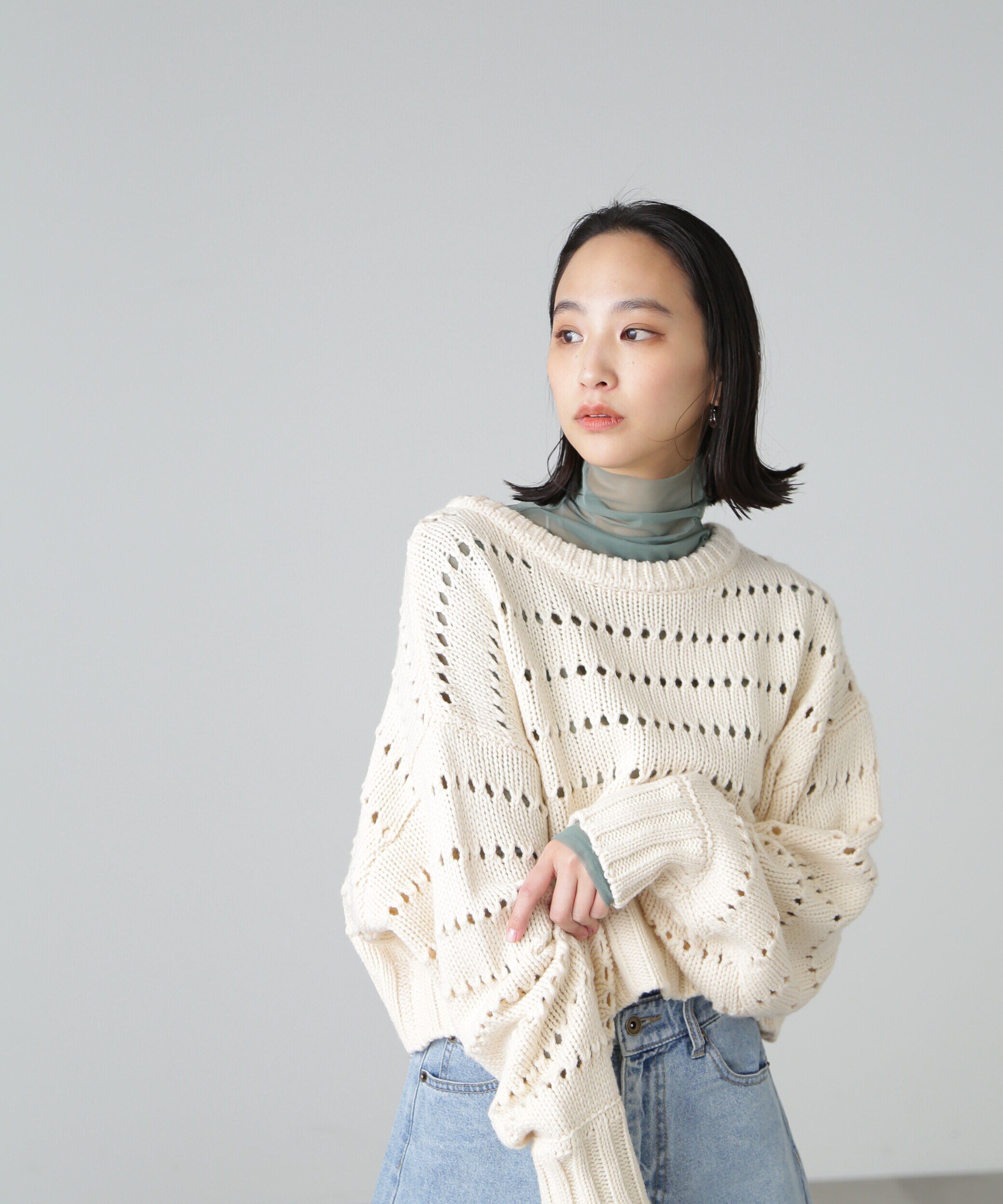  「アイレットボーダールーズニット」|ニット・セーター|