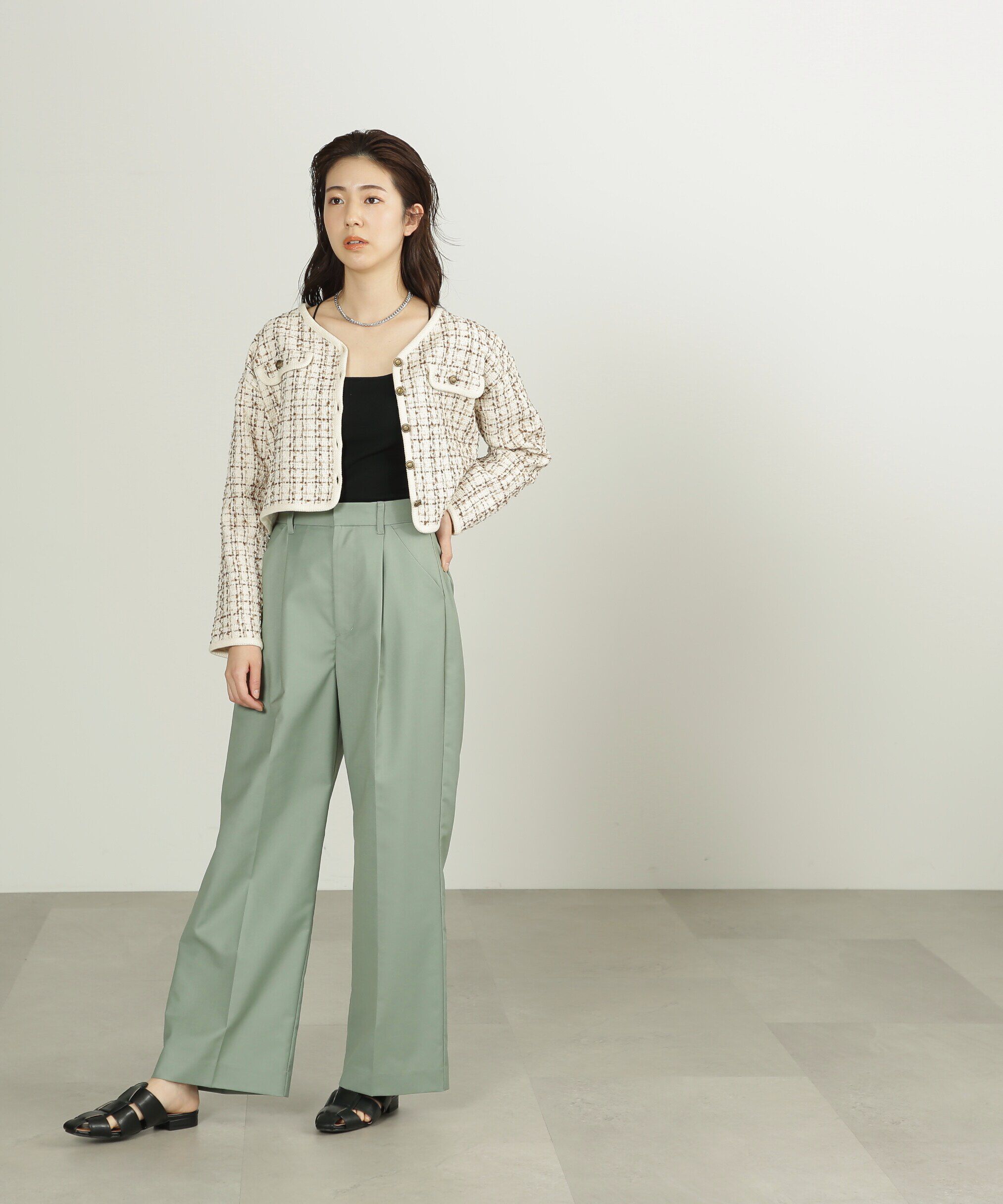  「[低身長サイズ/Sシリーズ]ストレートワイドタックパンツ」|その他|