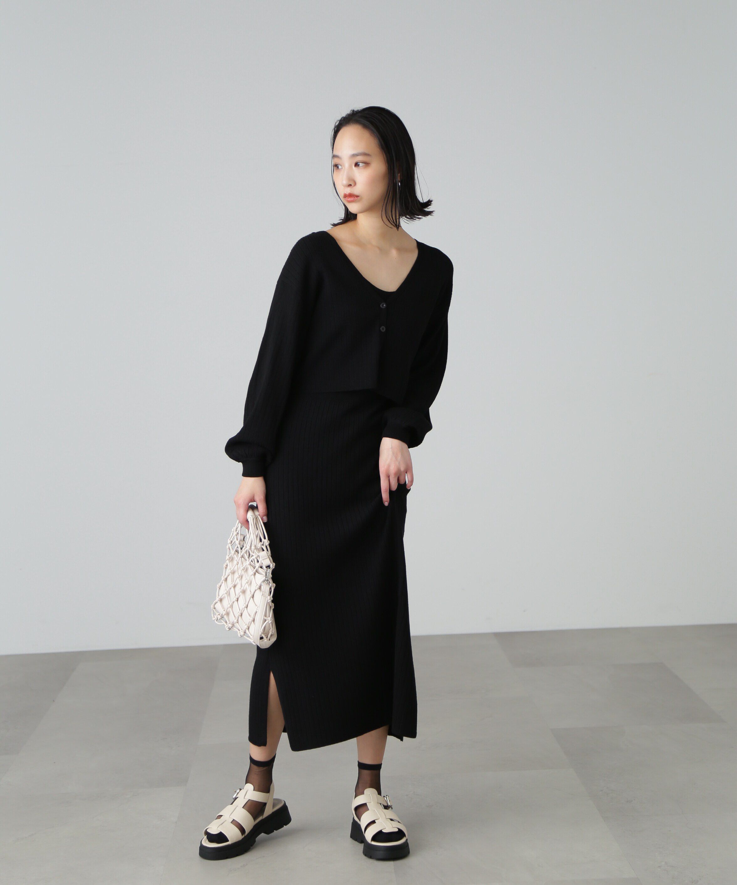  「異ピッチリブキャミソールナローニットワンピース」|ワンピース|