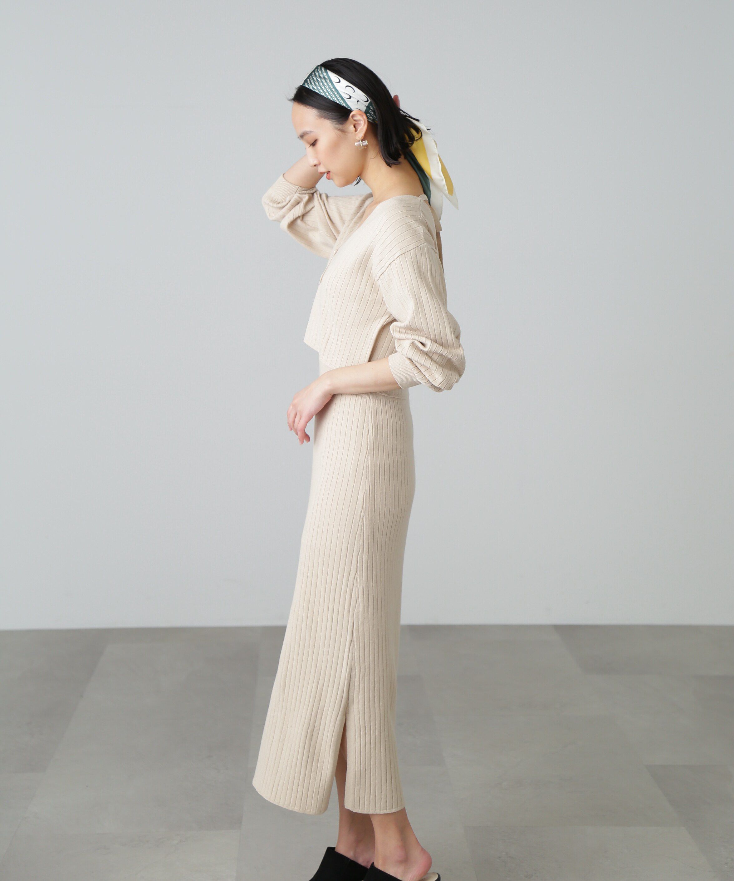  「異ピッチリブキャミソールナローニットワンピース」|ワンピース|