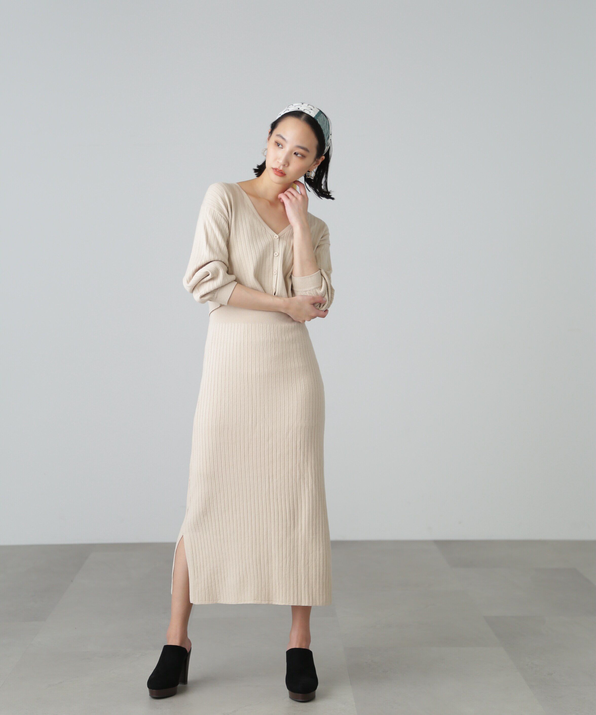  「異ピッチリブキャミソールナローニットワンピース」|ワンピース|