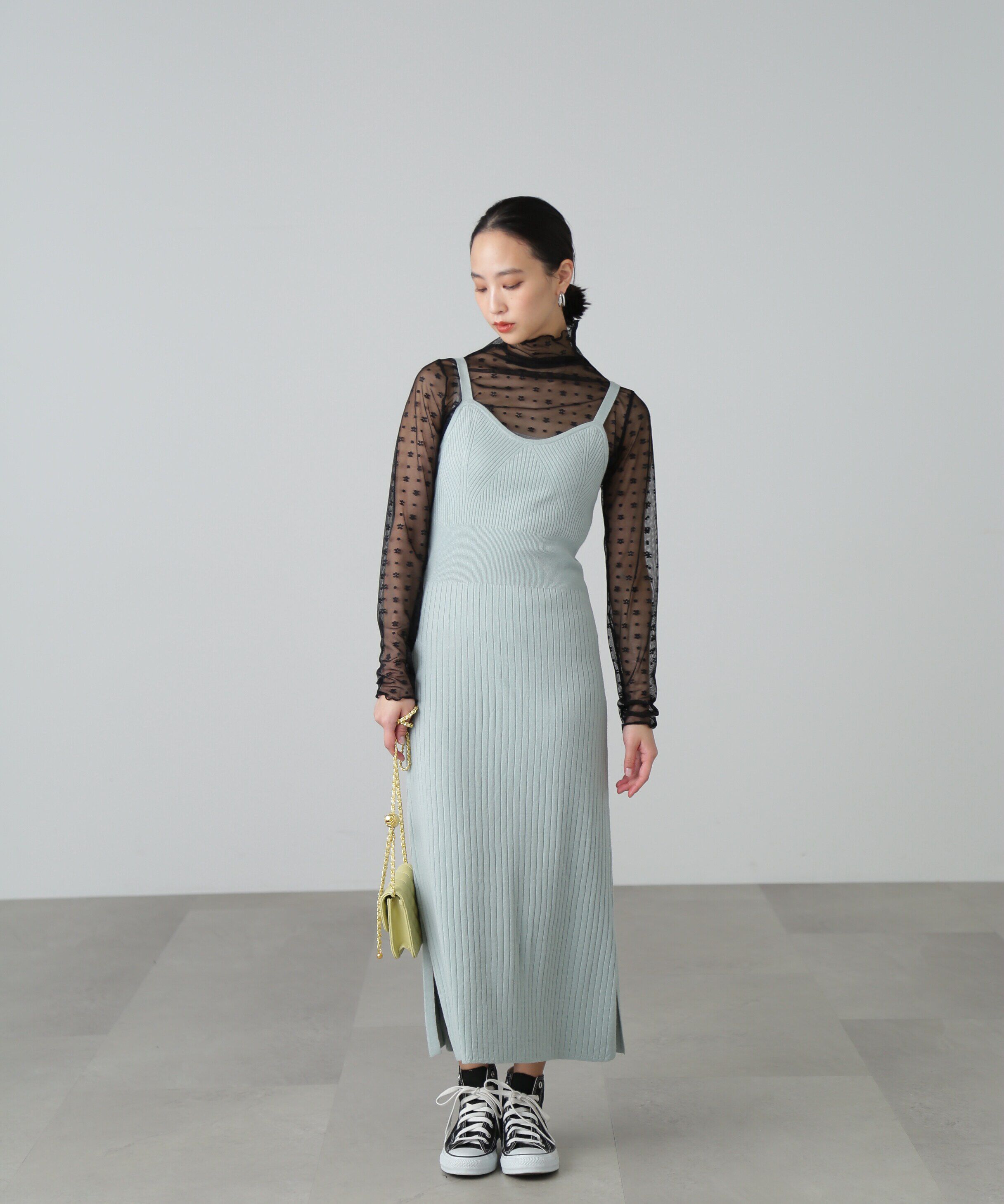  「異ピッチリブキャミソールナローニットワンピース」|ワンピース|