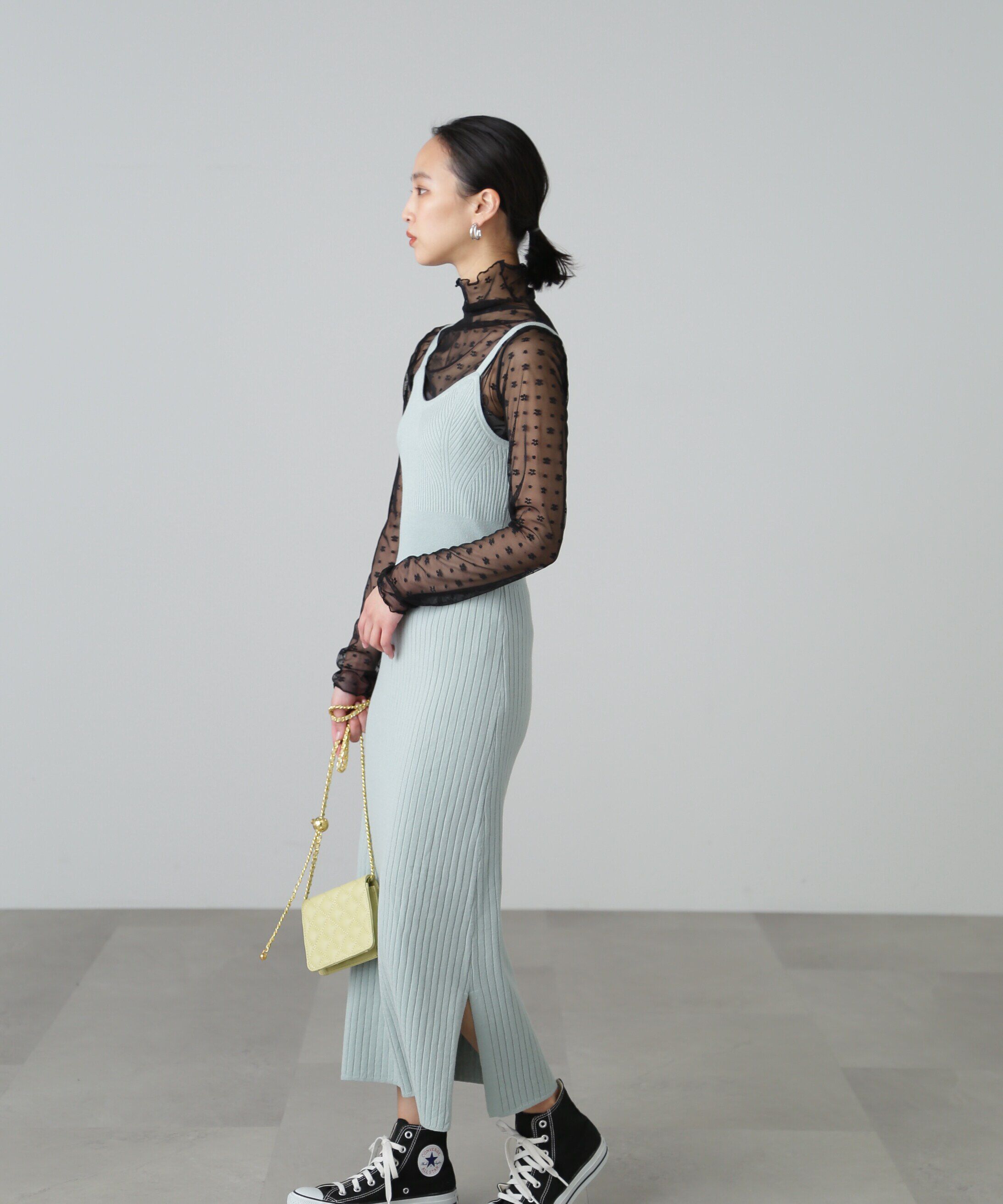  「異ピッチリブキャミソールナローニットワンピース」|ワンピース|