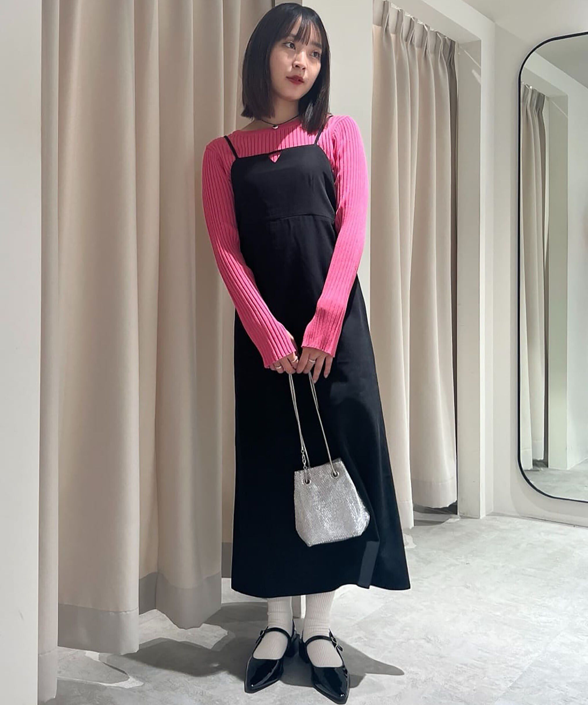  「[低身長サイズ/Sシリーズ]＜セットアップ対応＞ナローキャミワンピース」|ワンピース|