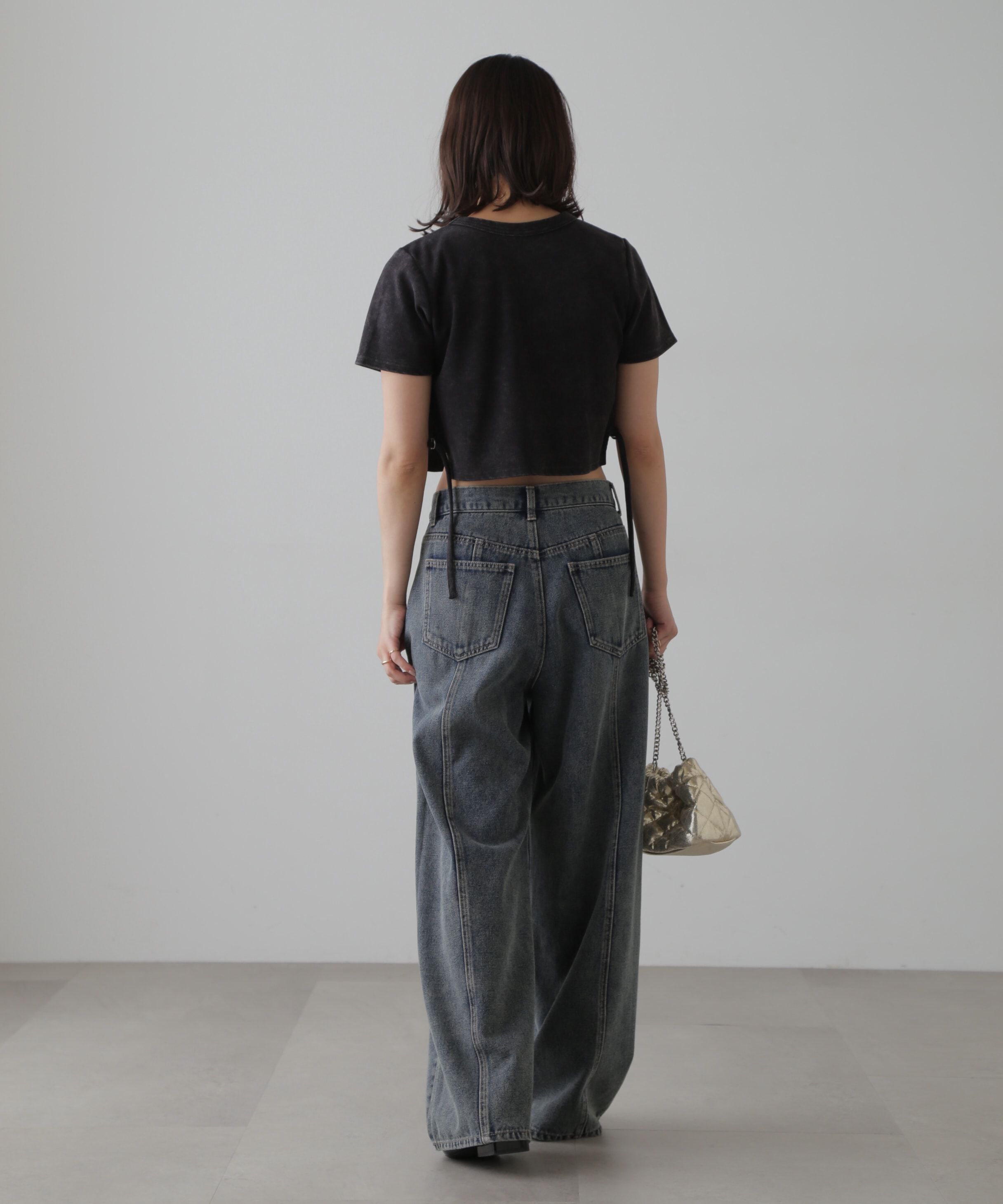  「ヴィンテージ加工サイドベルトTシャツ」|Tシャツ・カットソー|