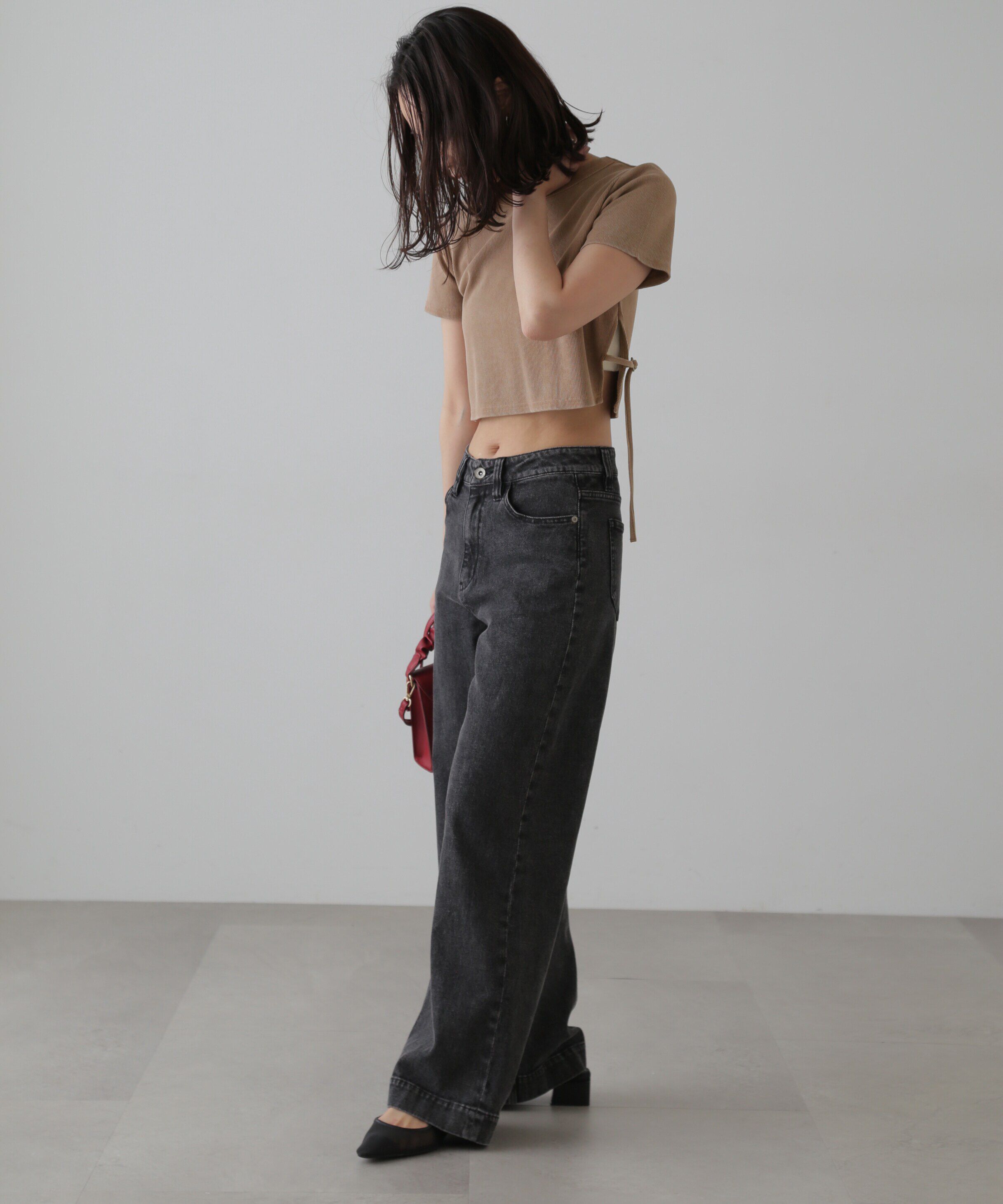  「ヴィンテージ加工サイドベルトTシャツ」|Tシャツ・カットソー|