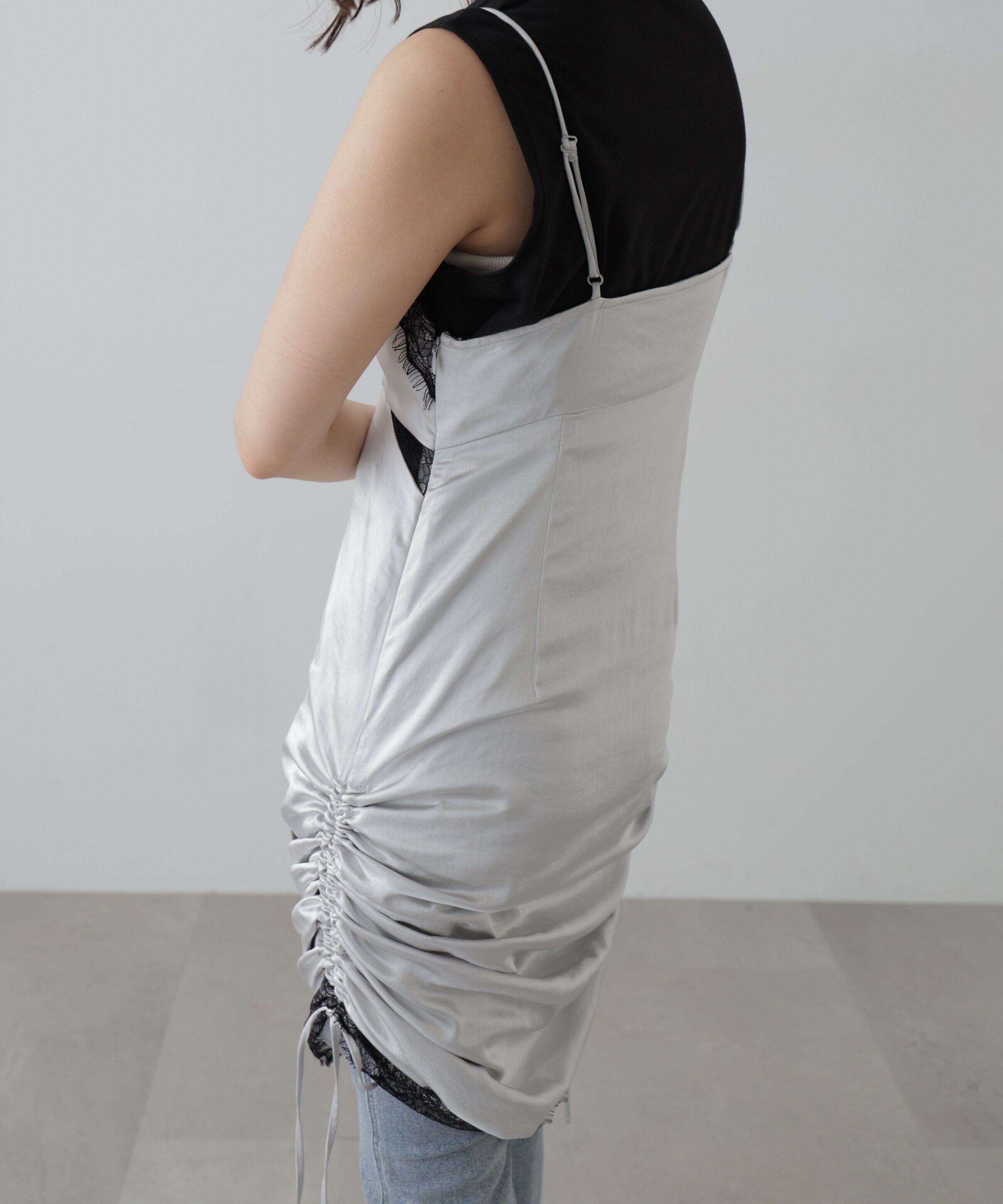  「レースサテンキャミソールワンピース」|ワンピース|