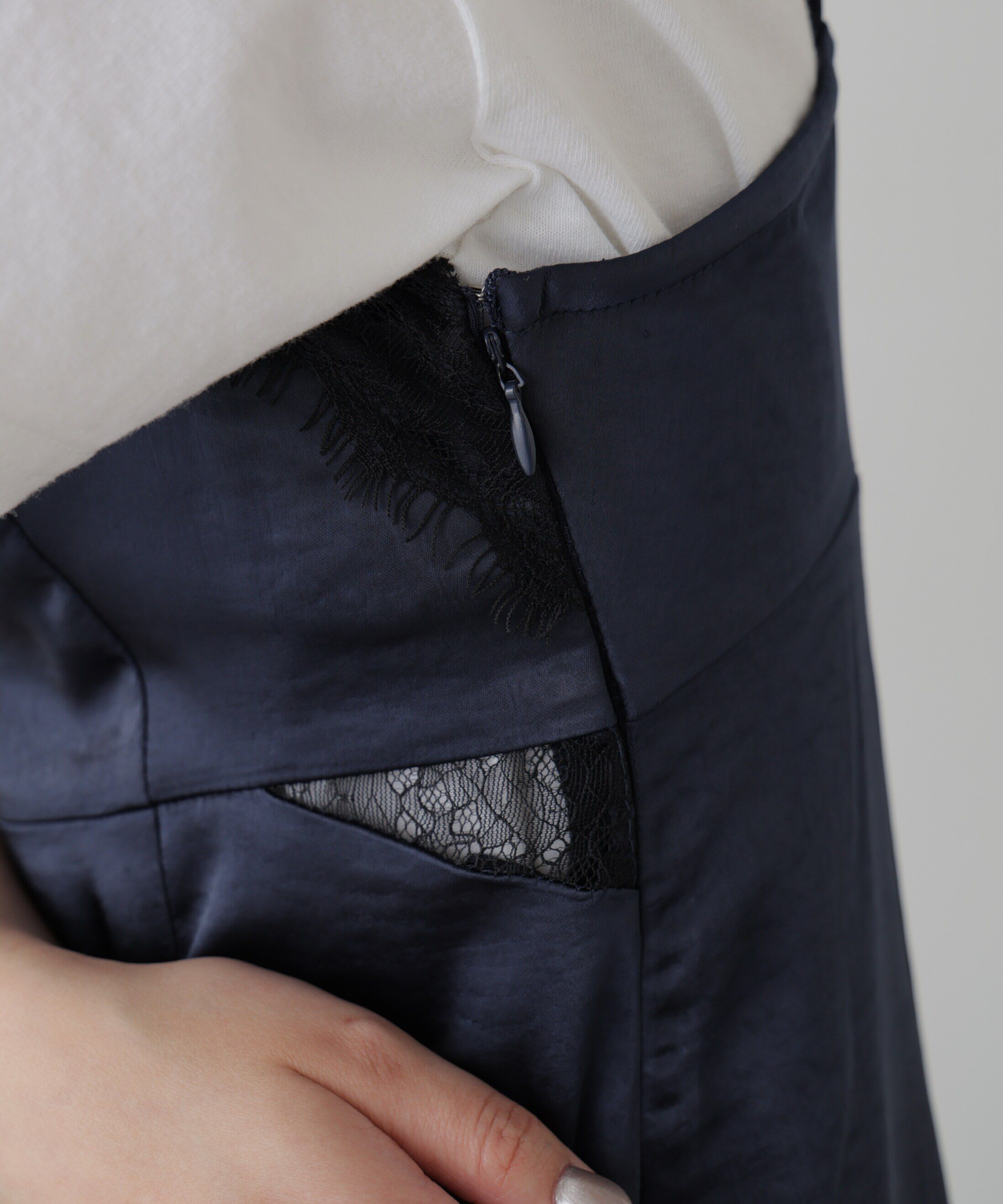  「レースサテンキャミソールワンピース」|ワンピース|