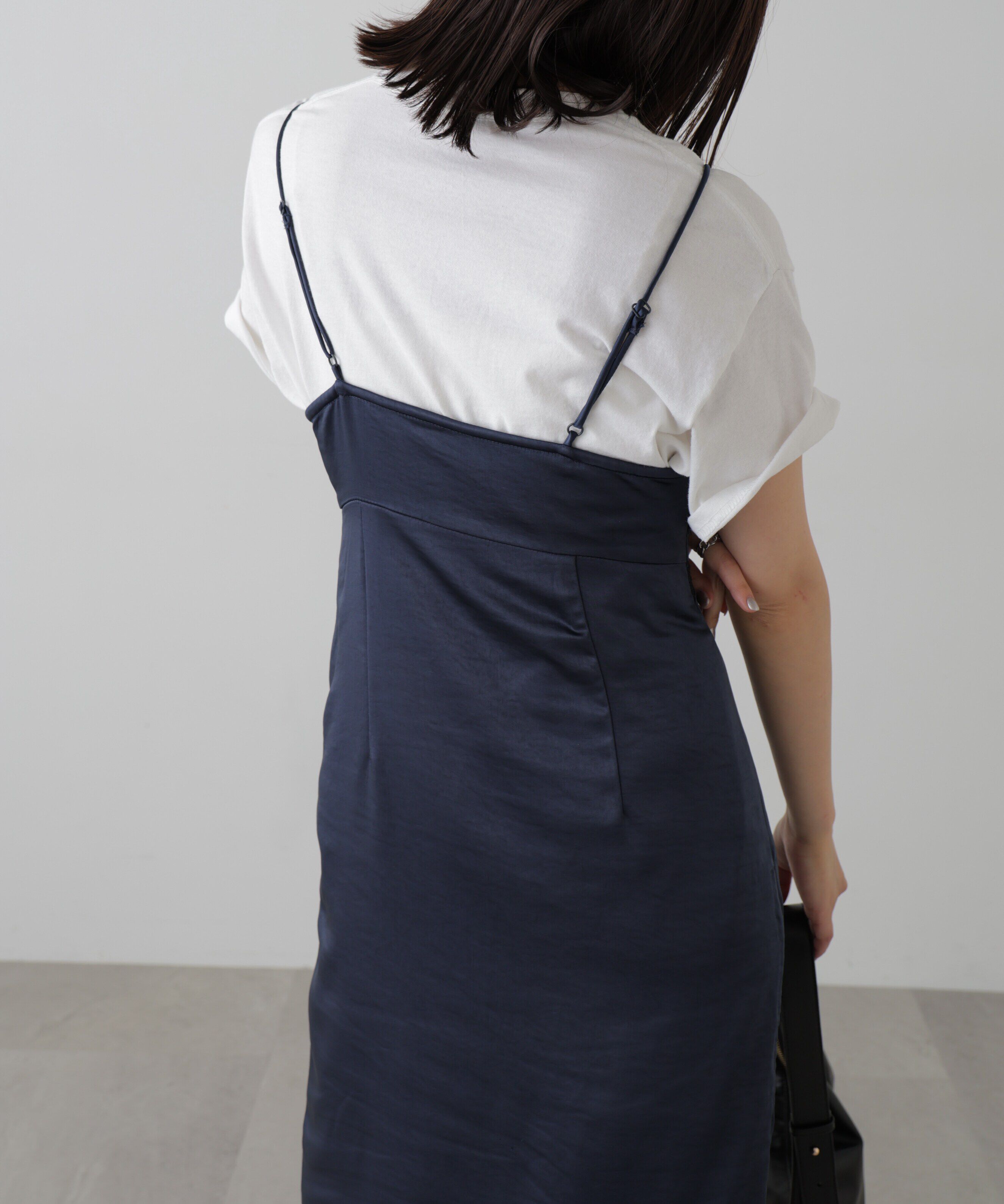  「レースサテンキャミソールワンピース」|ワンピース|