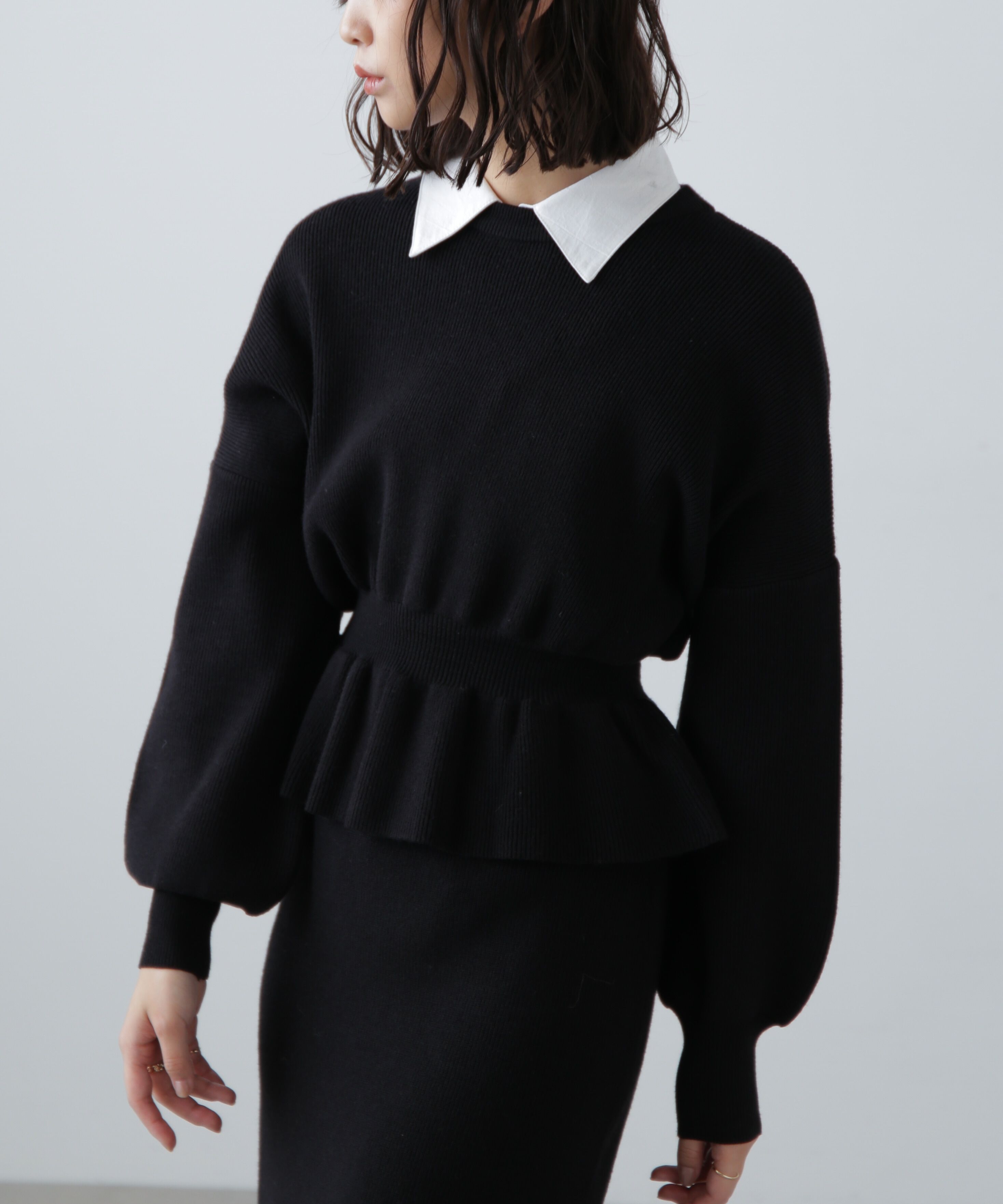  「ペプラムニットセットアップ」|ワンピース|