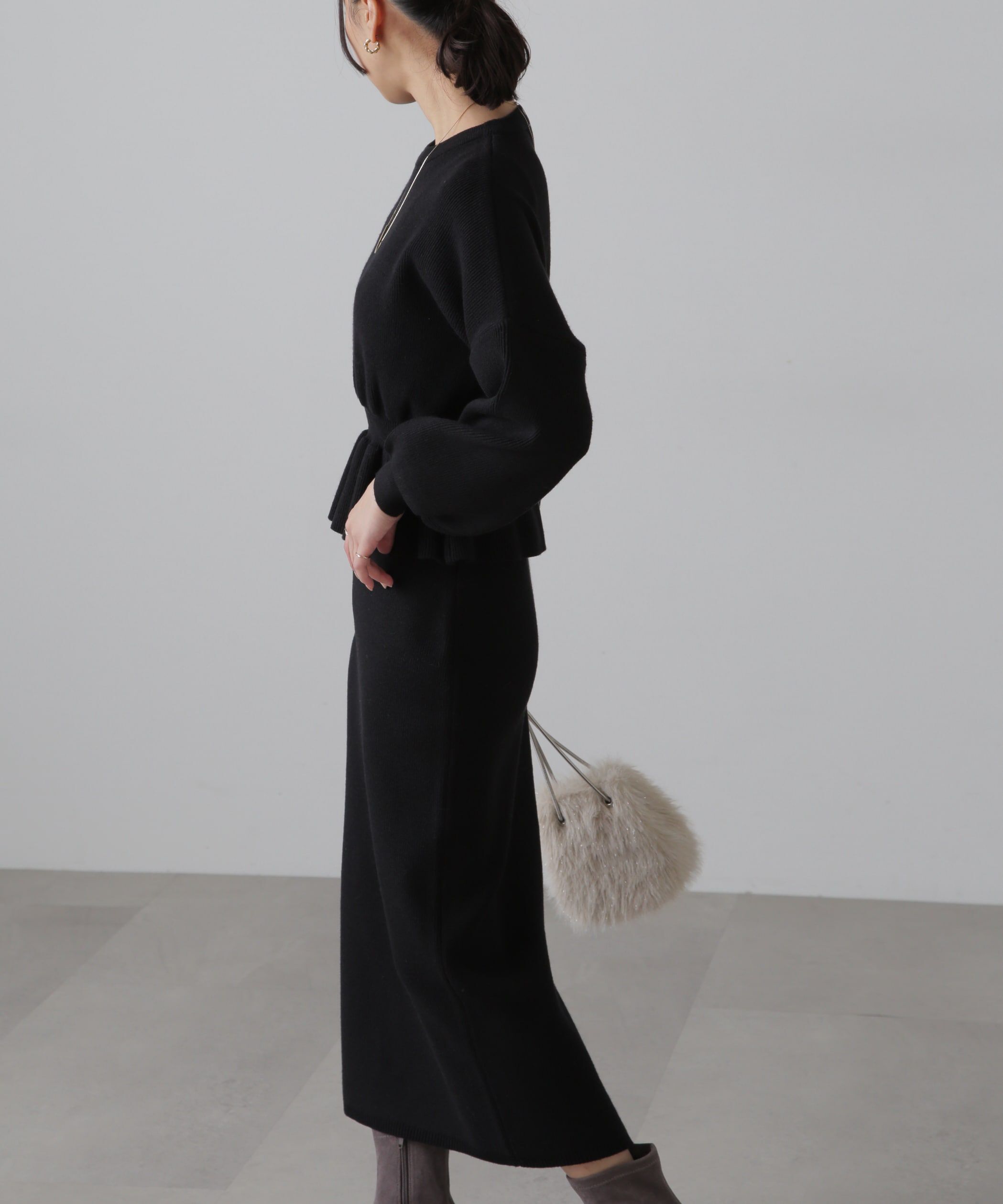  「ペプラムニットセットアップ」|ワンピース|