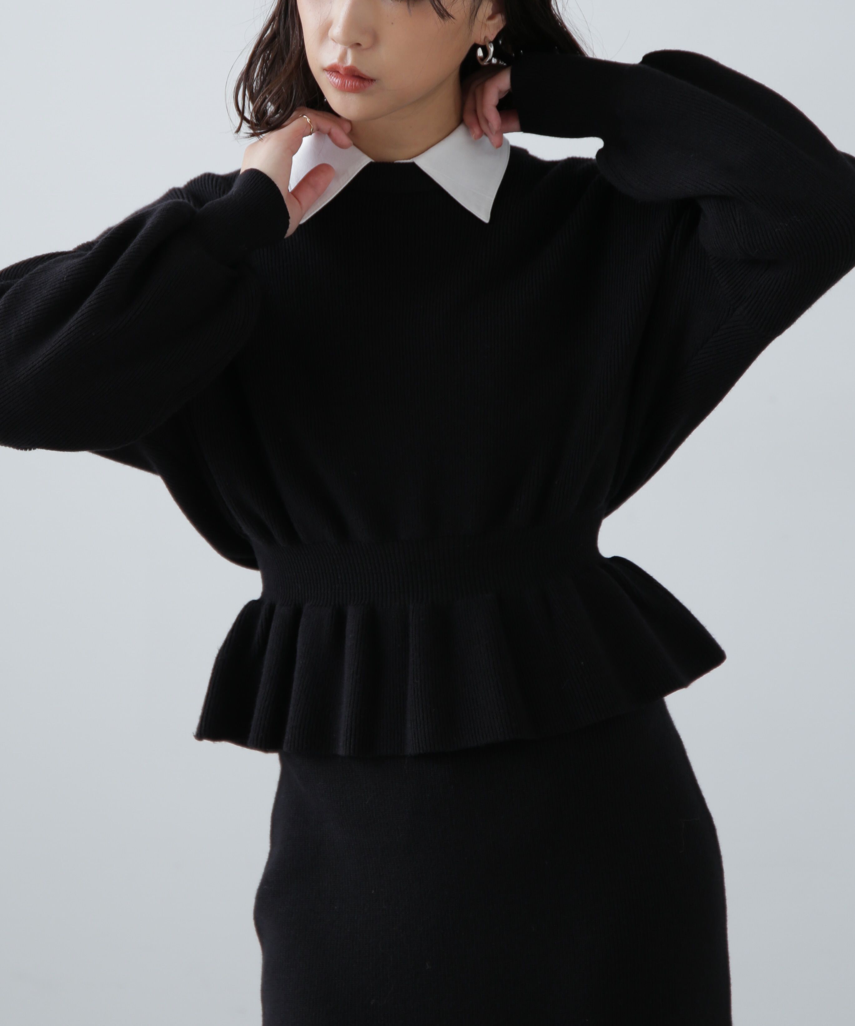  「ペプラムニットセットアップ」|ワンピース|