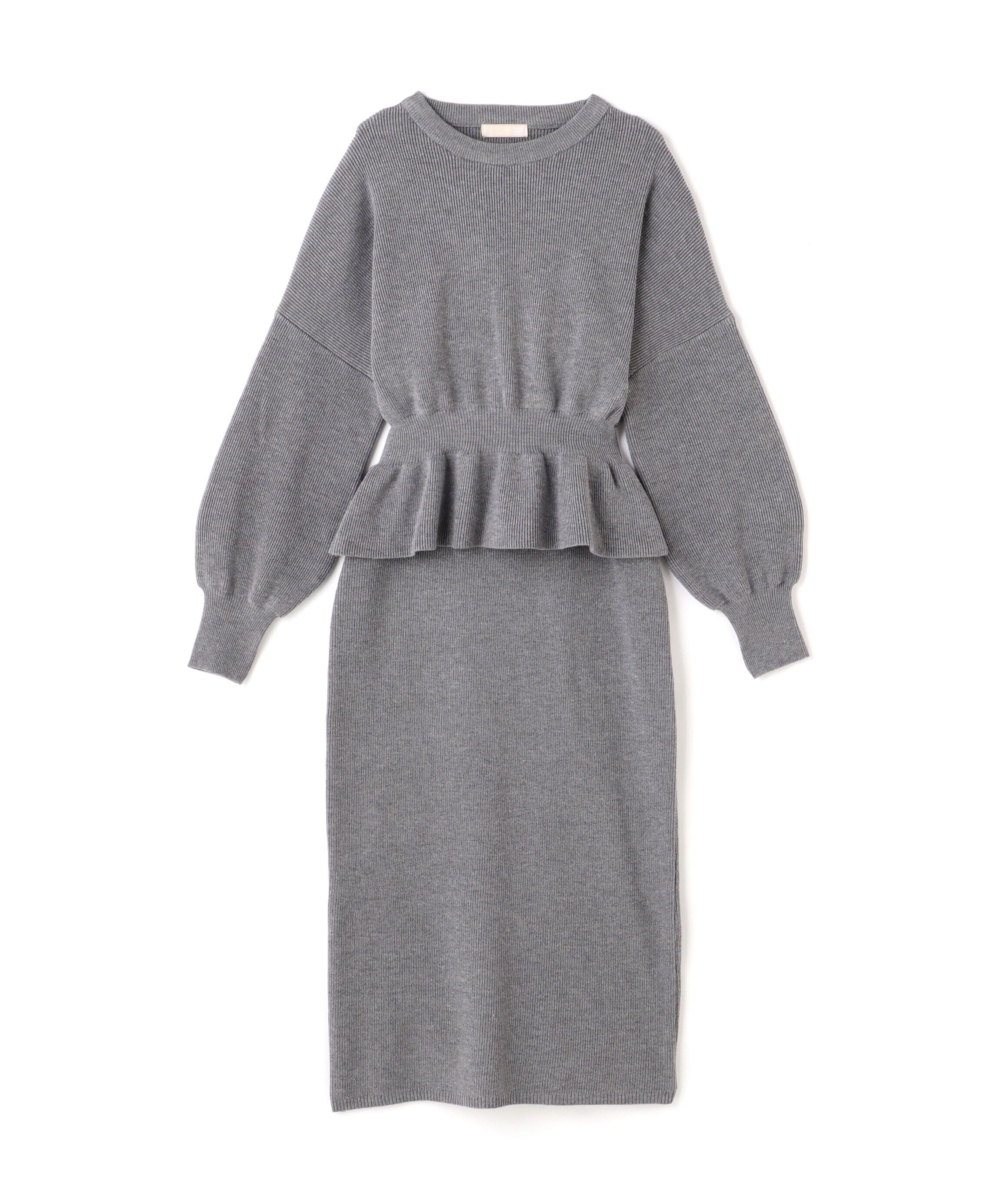  「ペプラムニットセットアップ」|ワンピース|