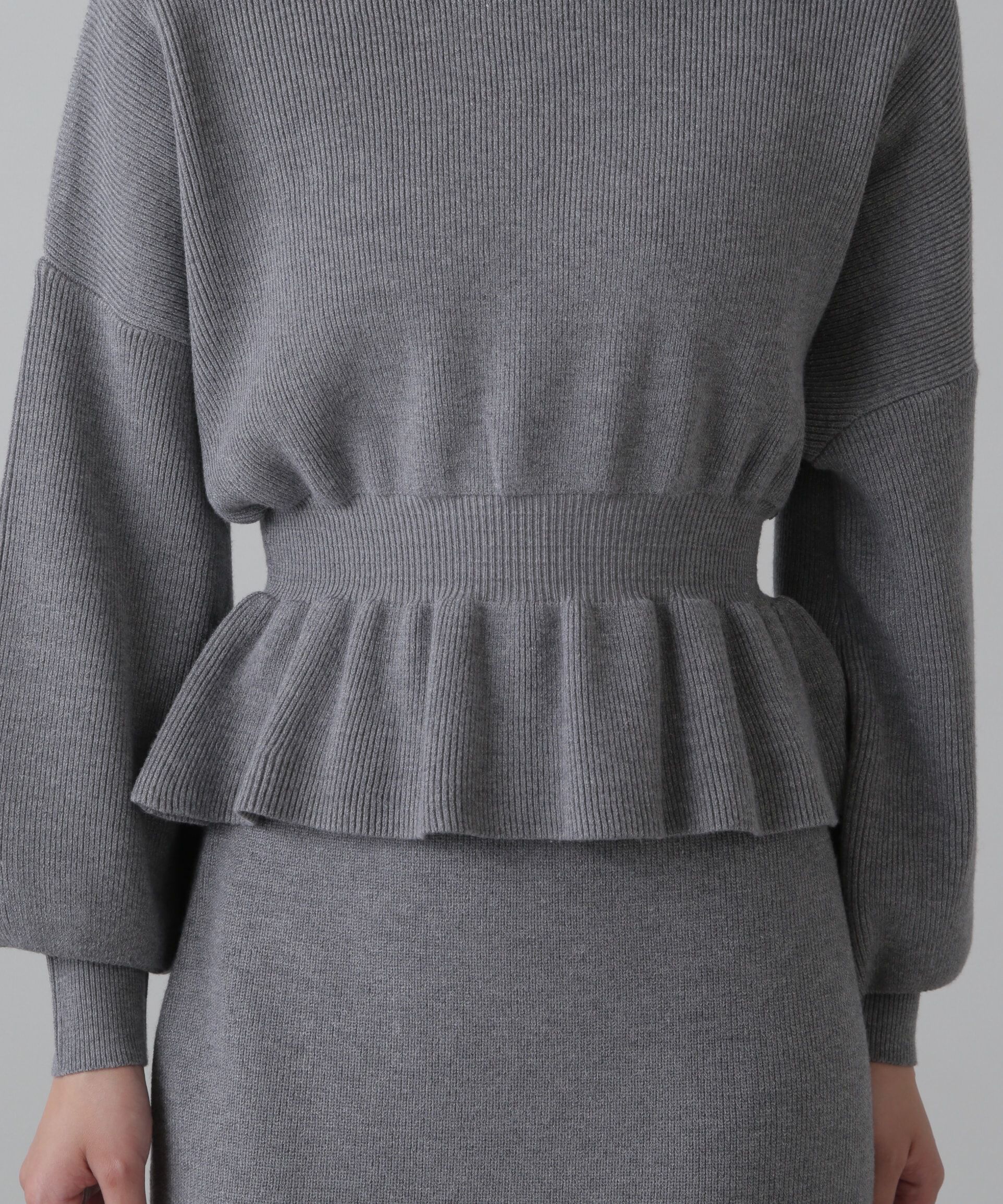  「ペプラムニットセットアップ」|ワンピース|