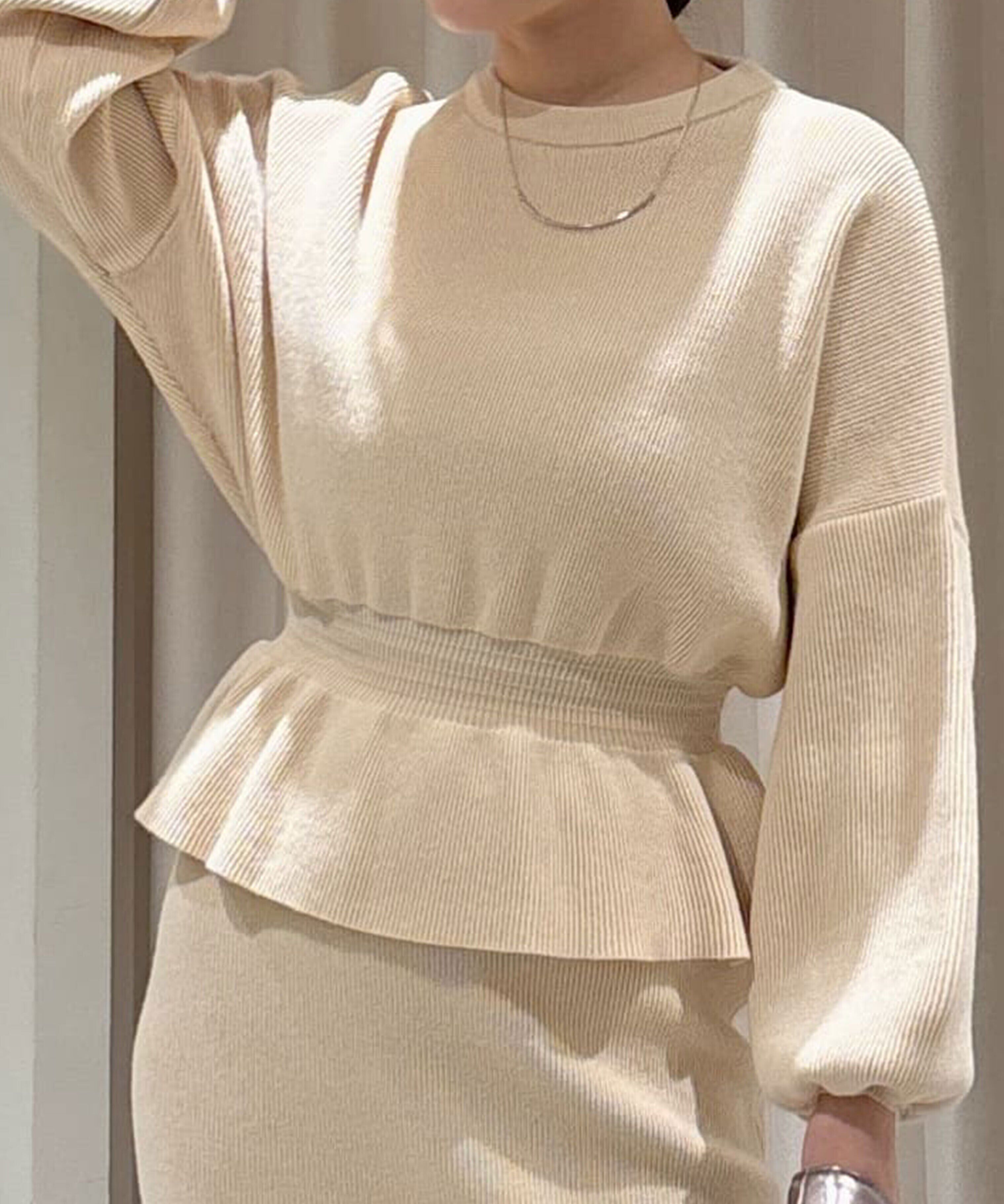  「ペプラムニットセットアップ」|ワンピース|