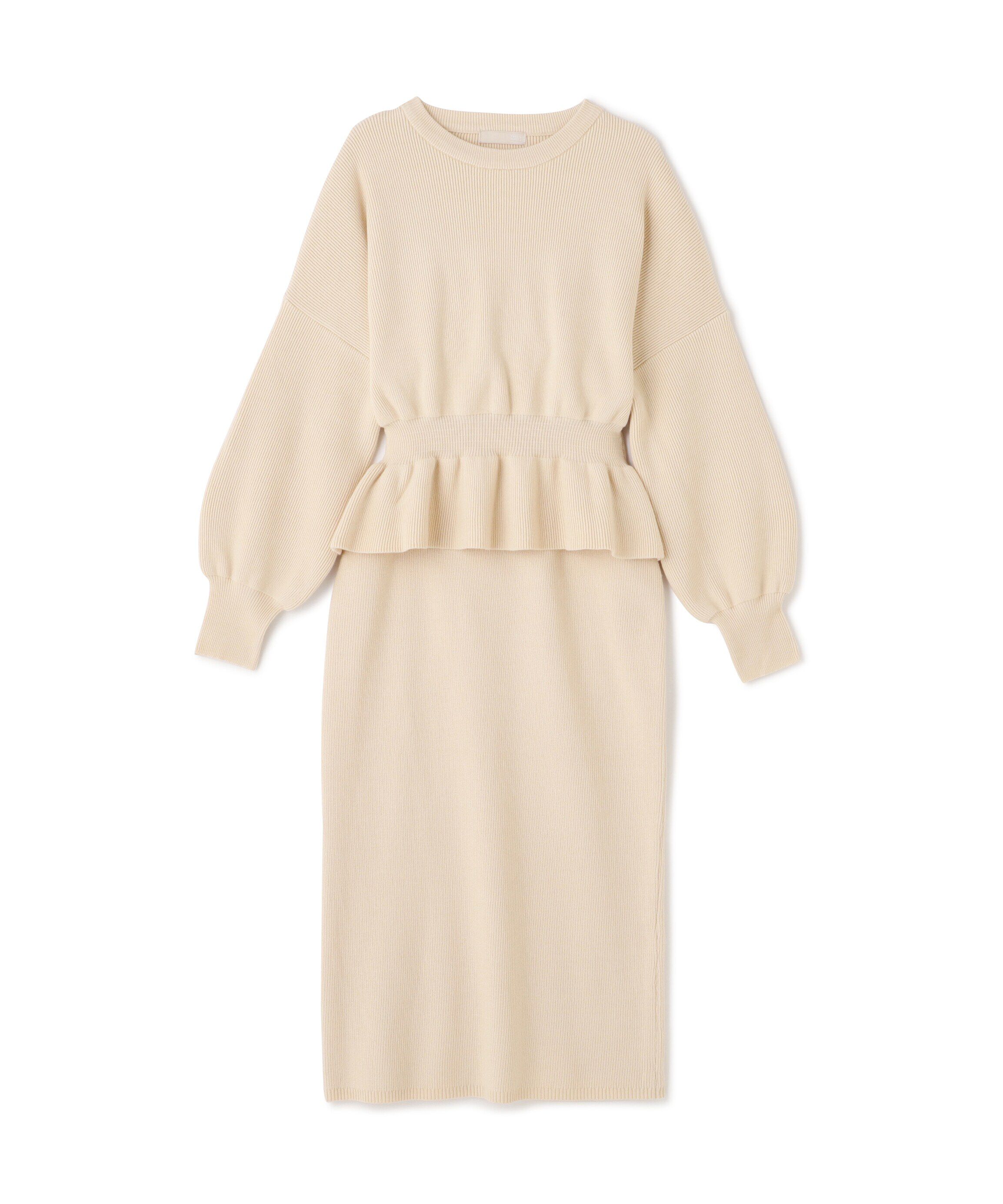  「ペプラムニットセットアップ」|ワンピース|