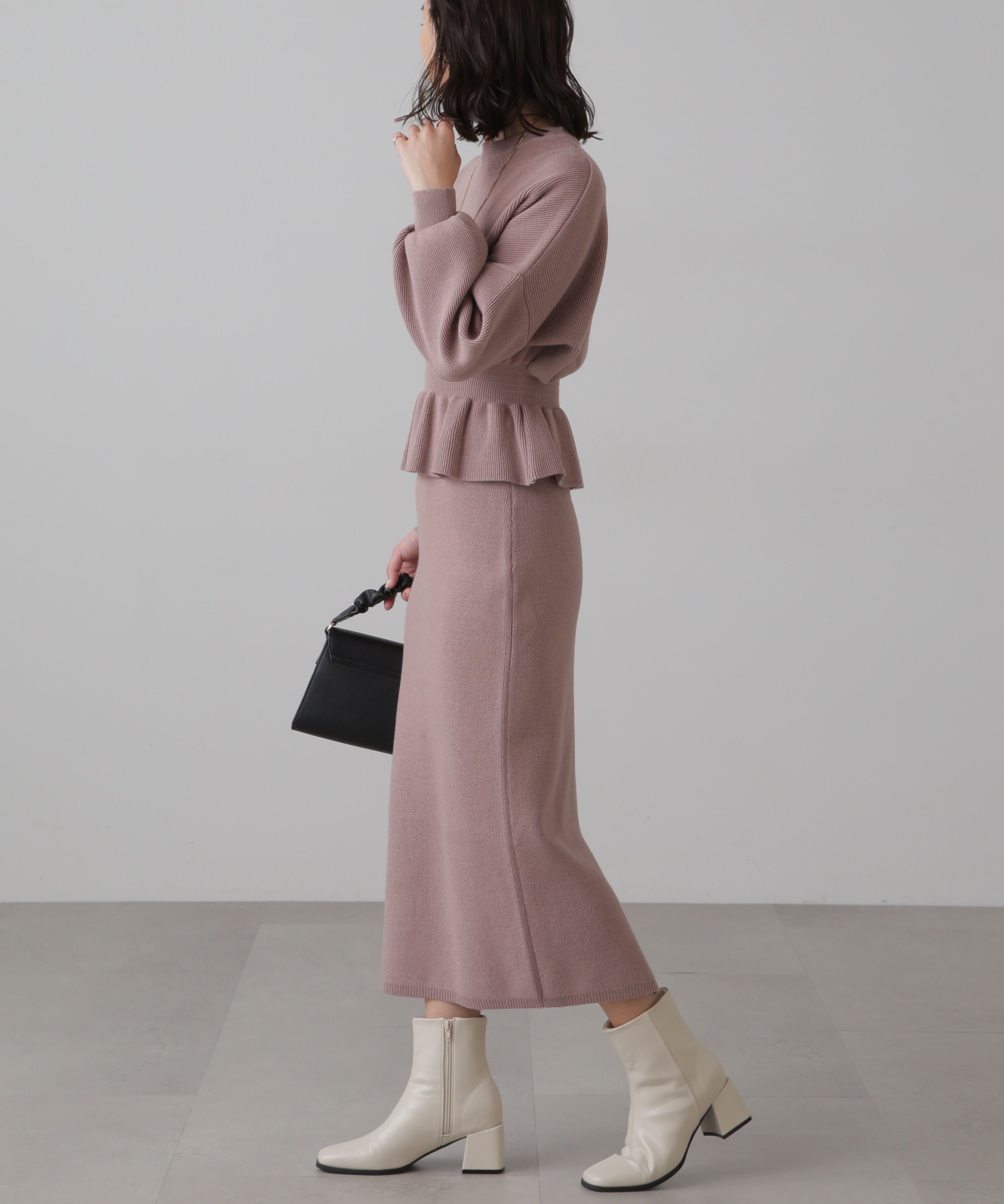  「ペプラムニットセットアップ」|ワンピース|