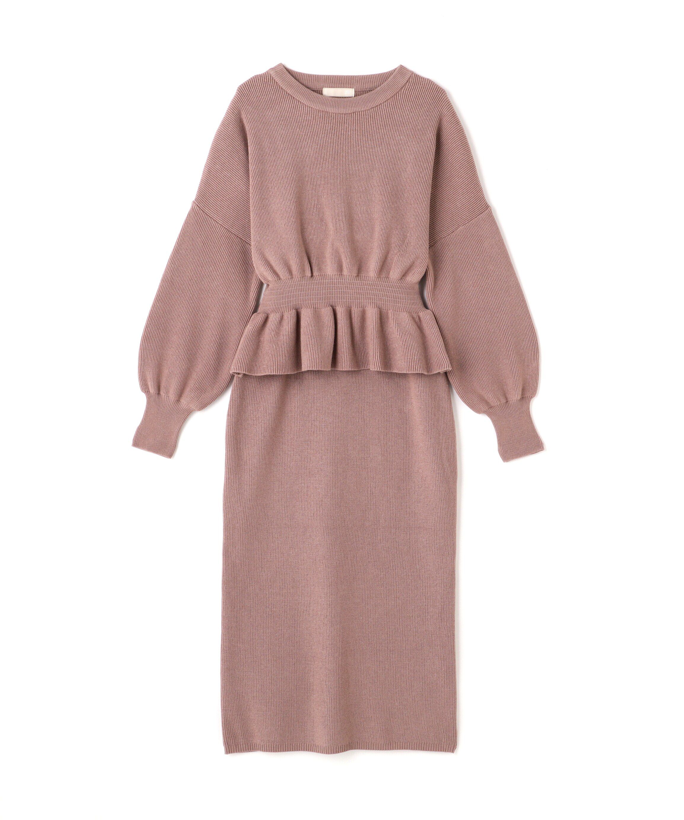  「ペプラムニットセットアップ」|ワンピース|