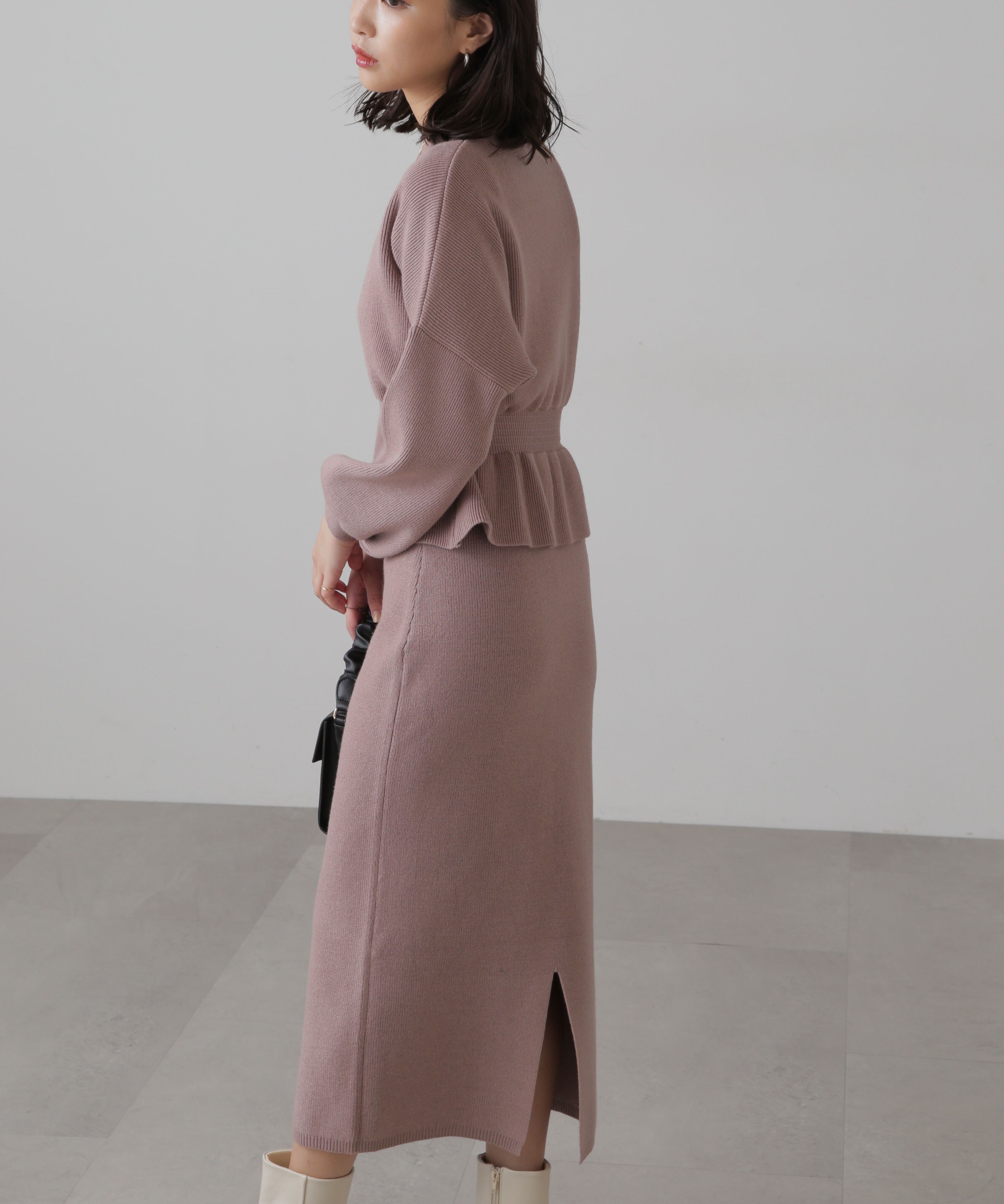  「ペプラムニットセットアップ」|ワンピース|