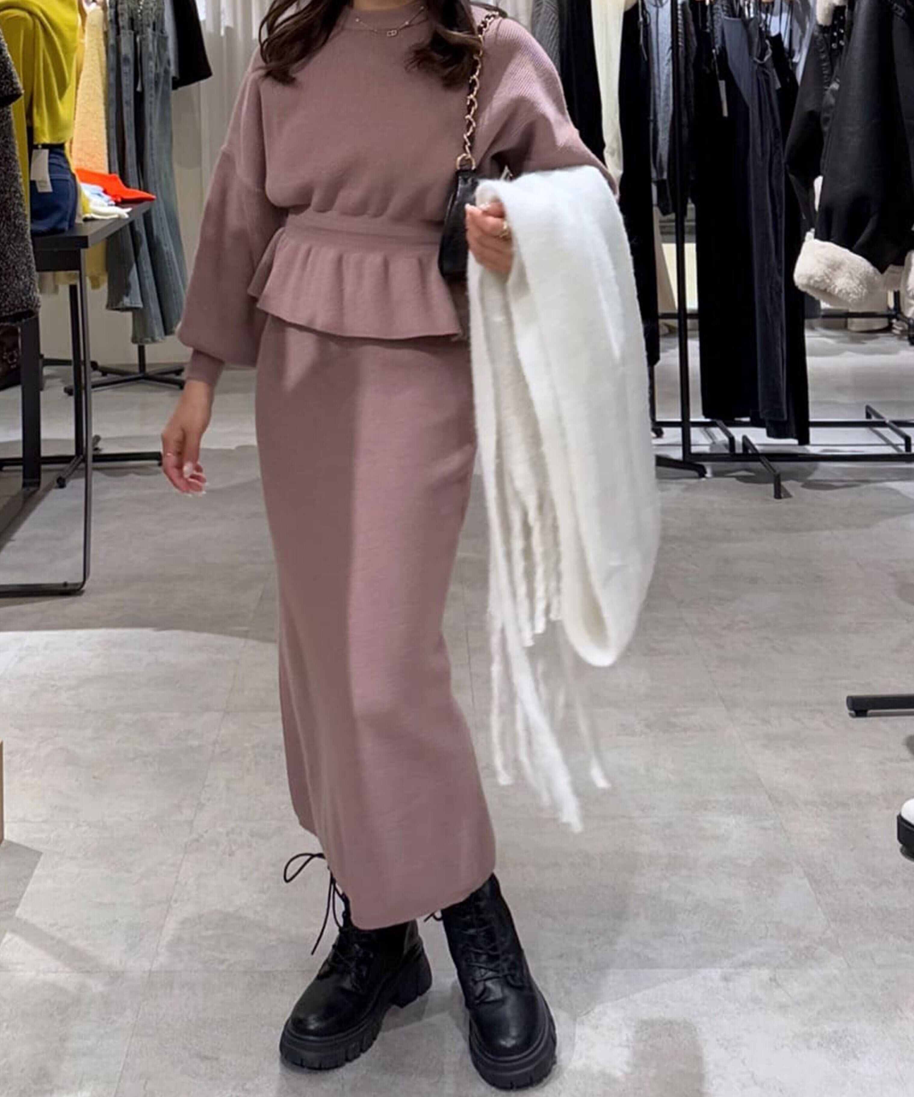  「ペプラムニットセットアップ」|ワンピース|