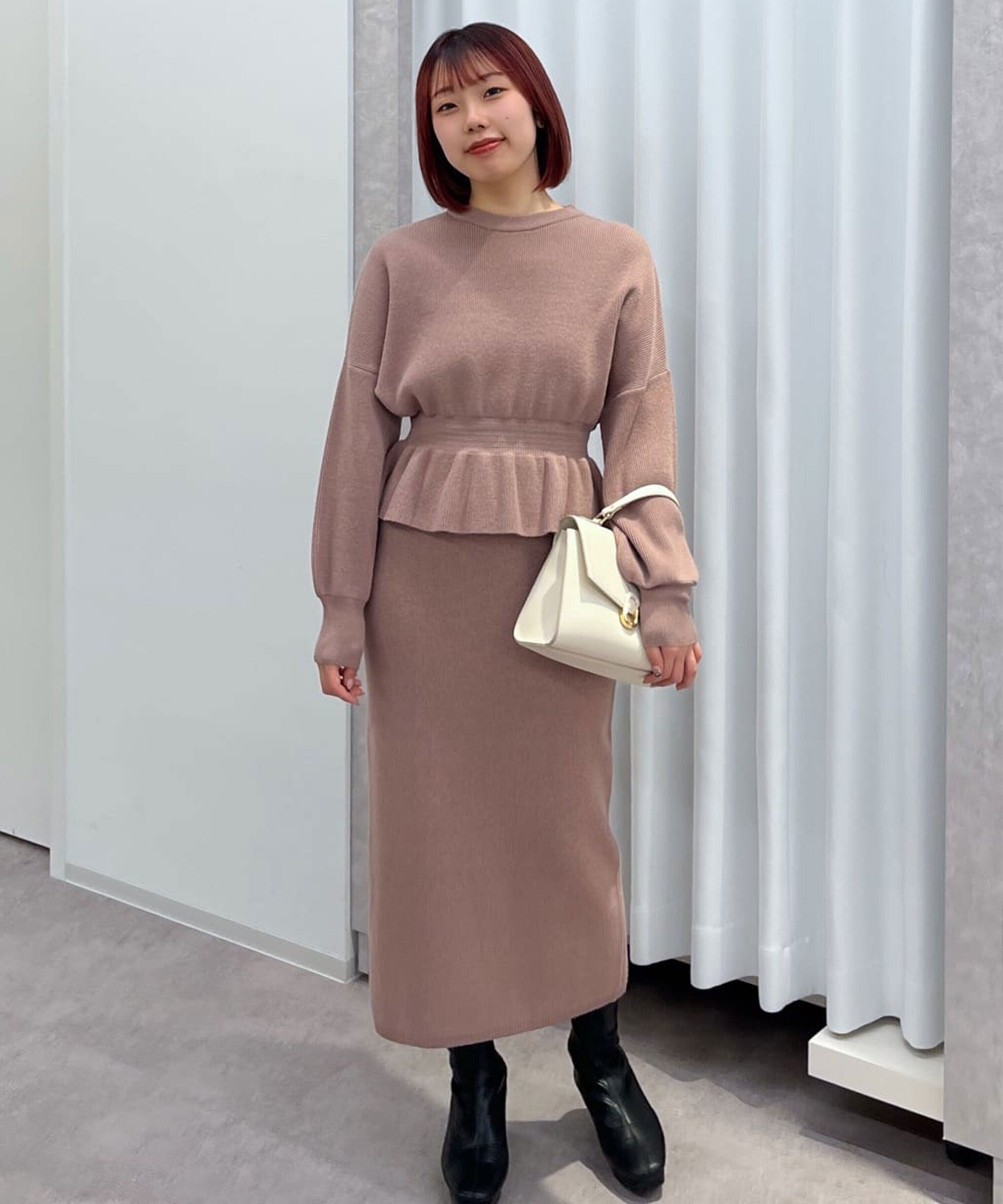  「ペプラムニットセットアップ」|ワンピース|