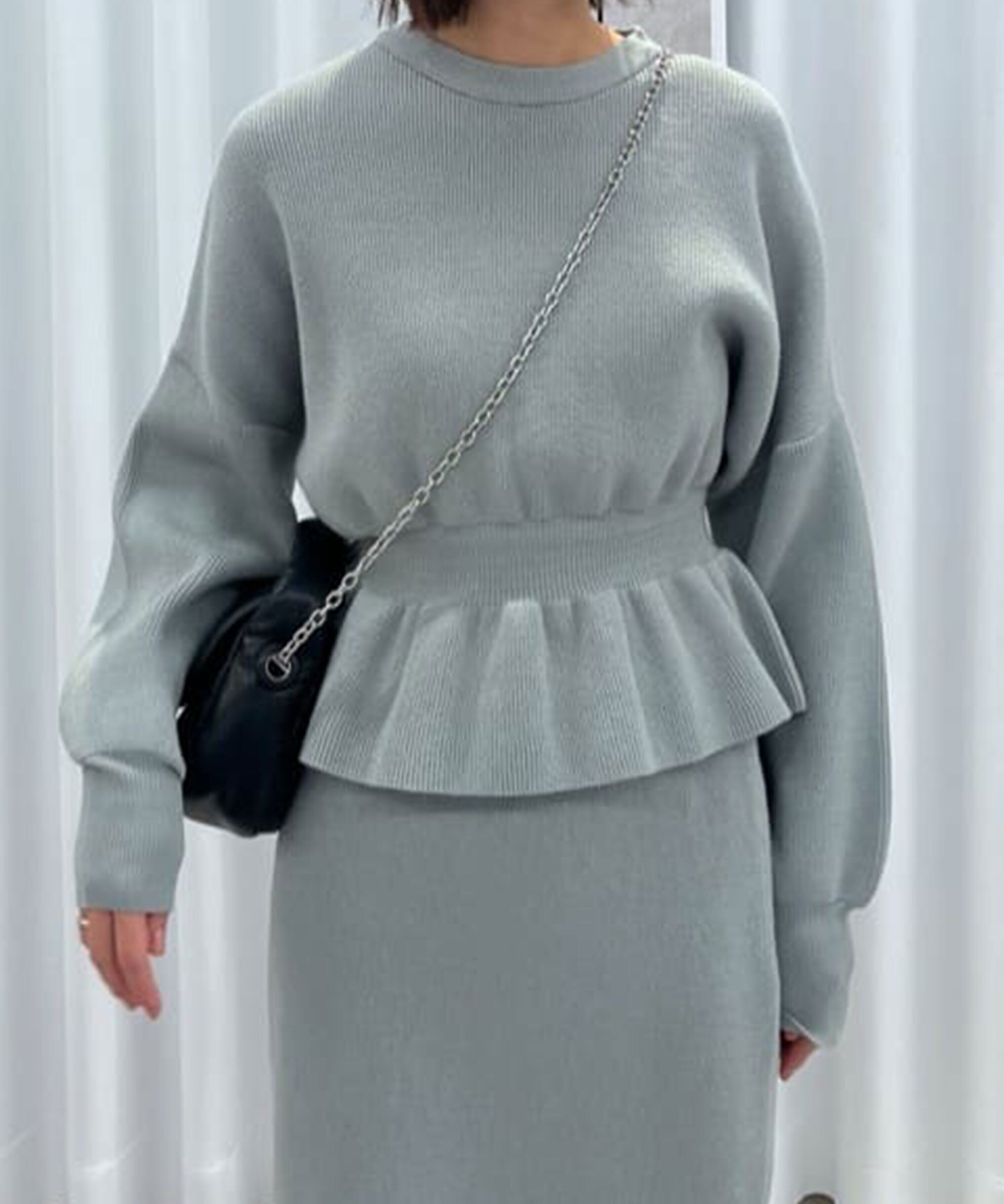  「ペプラムニットセットアップ」|ワンピース|