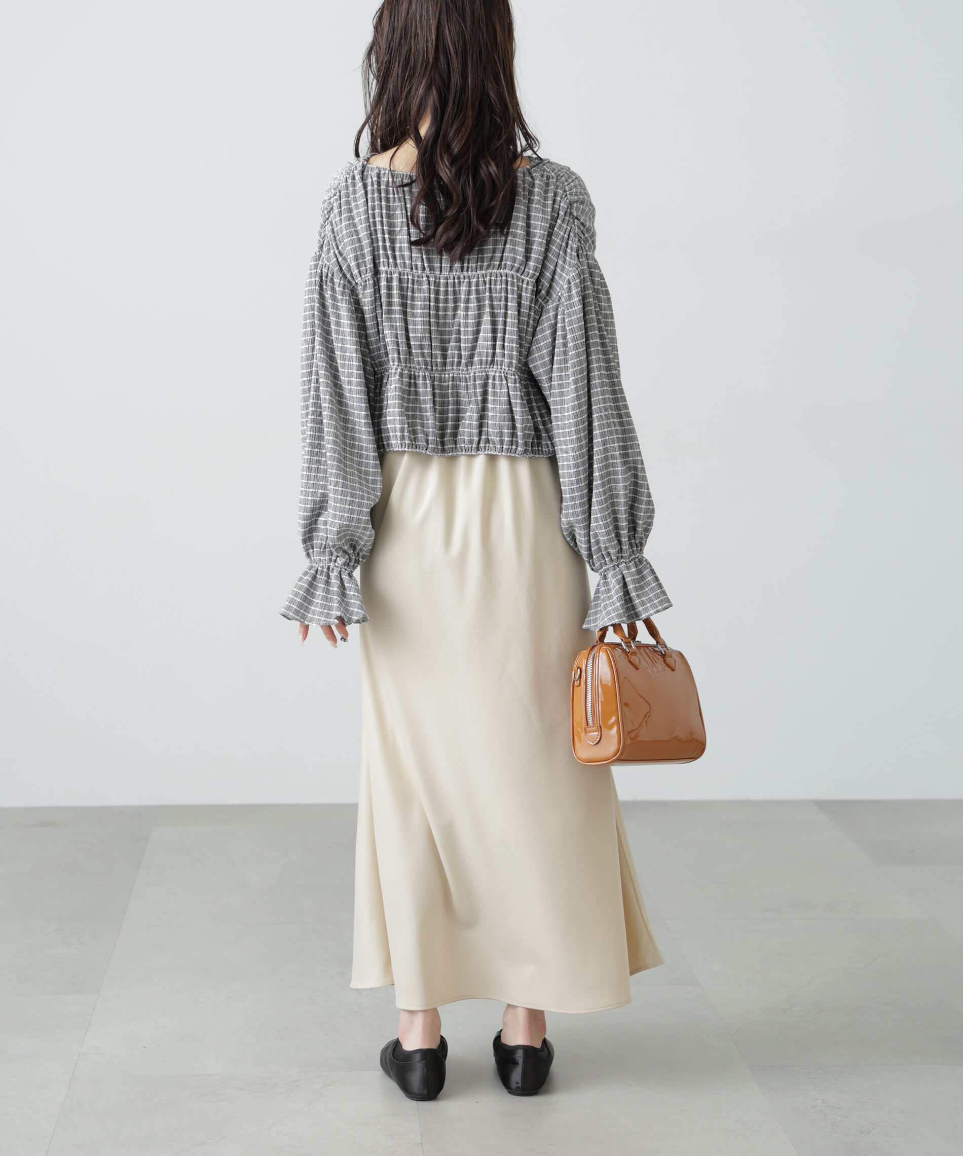  「シアーギャザー前開き短丈ブラウス」|シャツ・ブラウス|