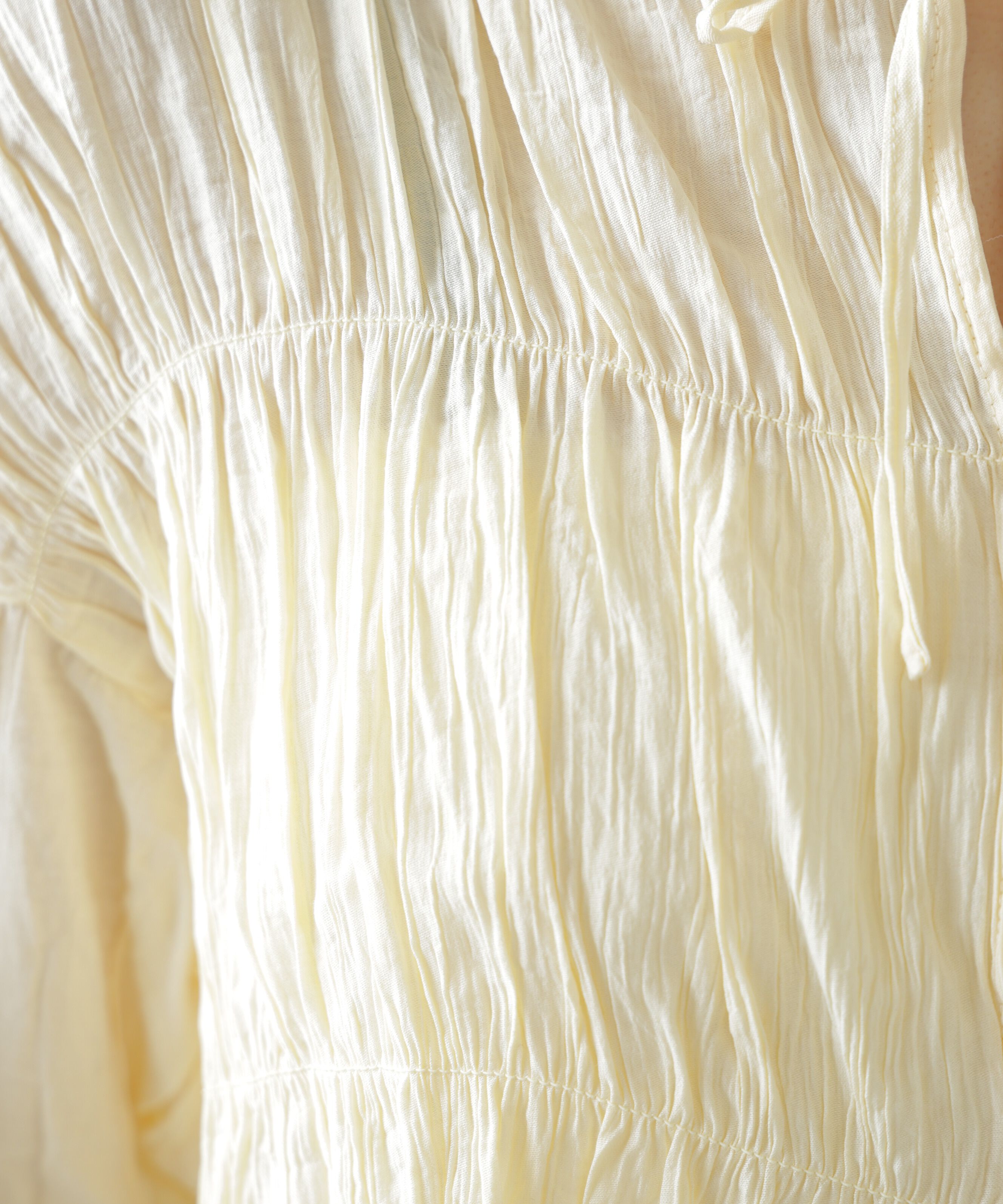  「シアーギャザー前開き短丈ブラウス」|シャツ・ブラウス|