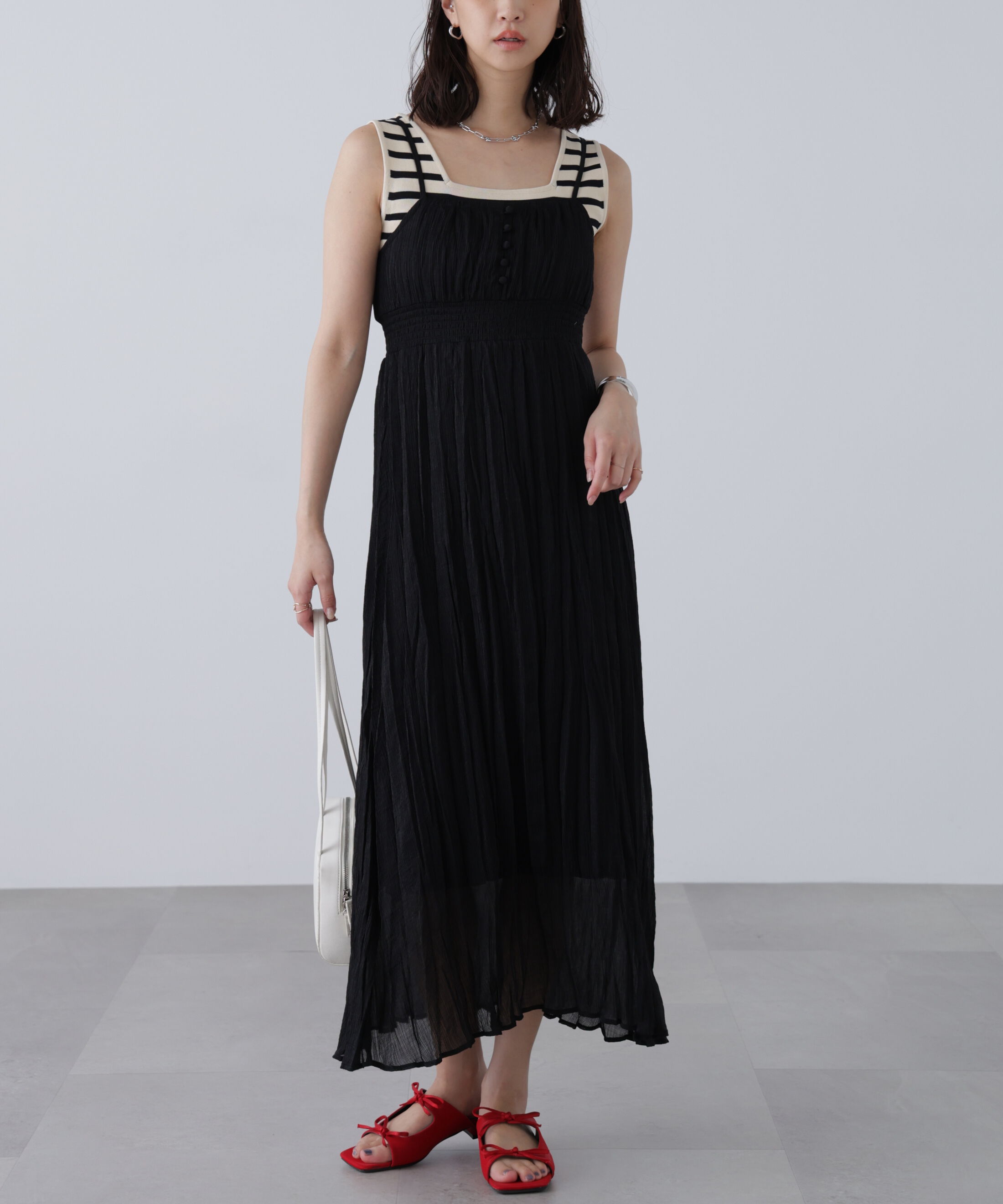  「シャイニーワッシャーキャミワンピース」|ワンピース|