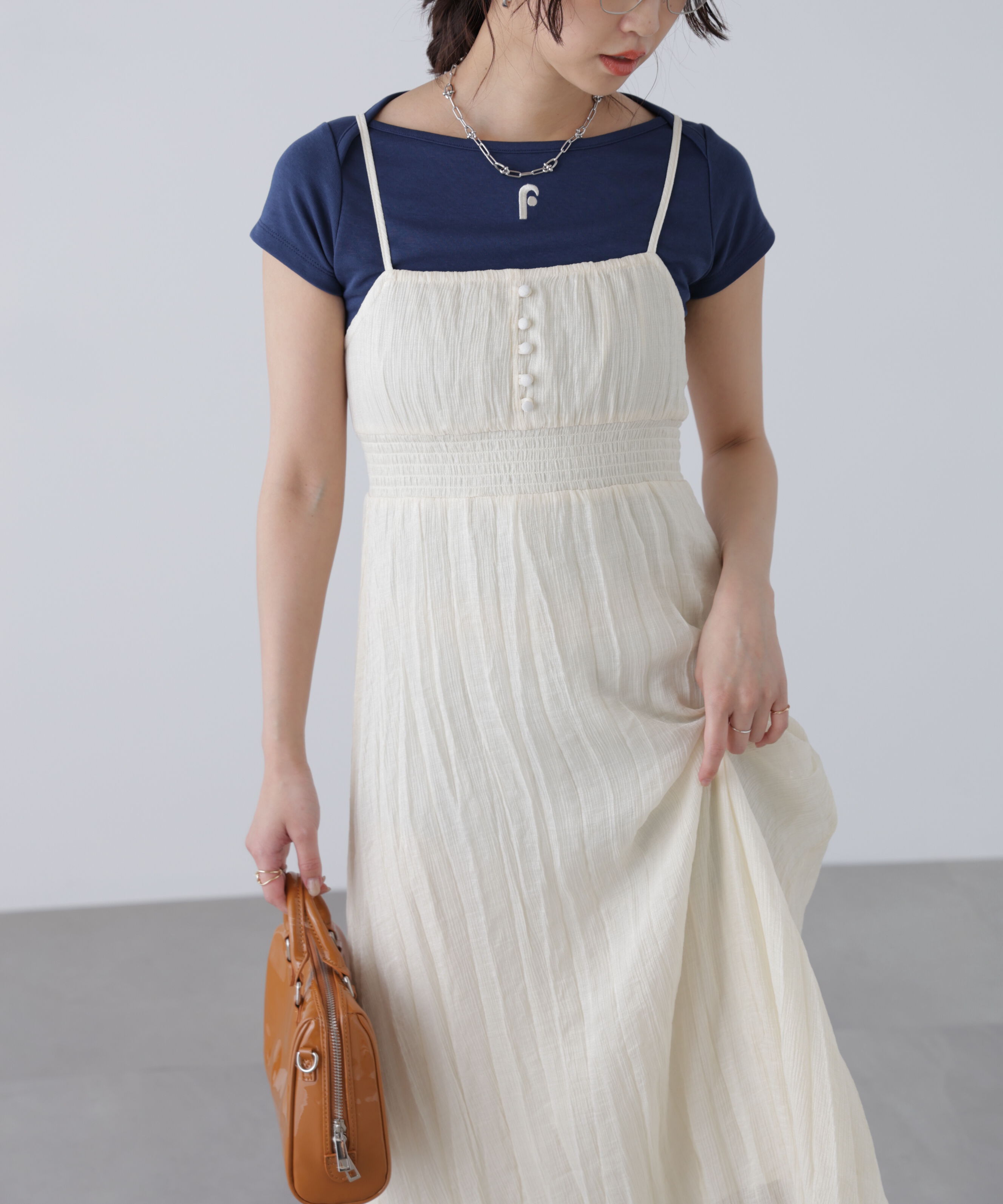  「シャイニーワッシャーキャミワンピース」|ワンピース|