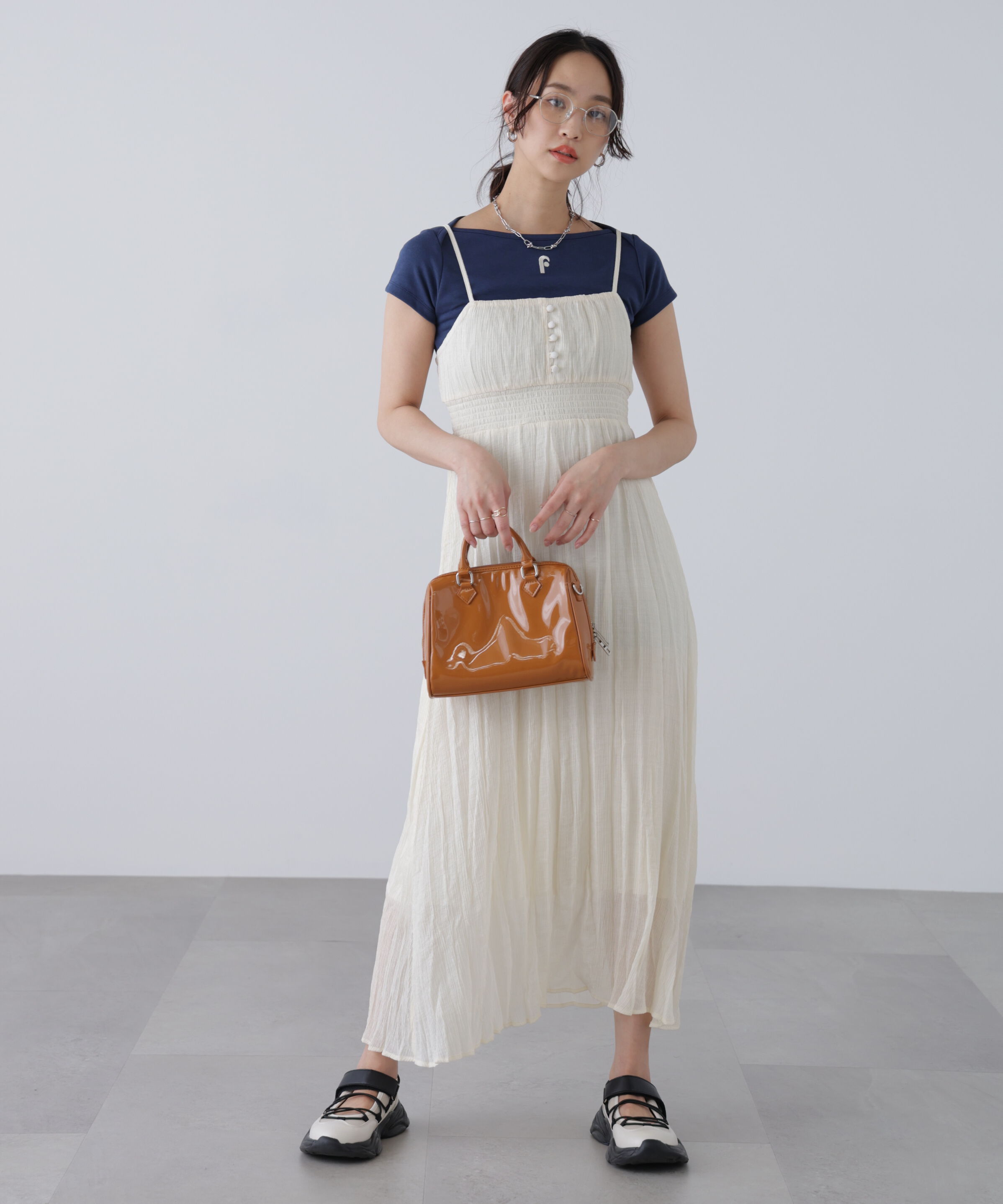  「シャイニーワッシャーキャミワンピース」|ワンピース|