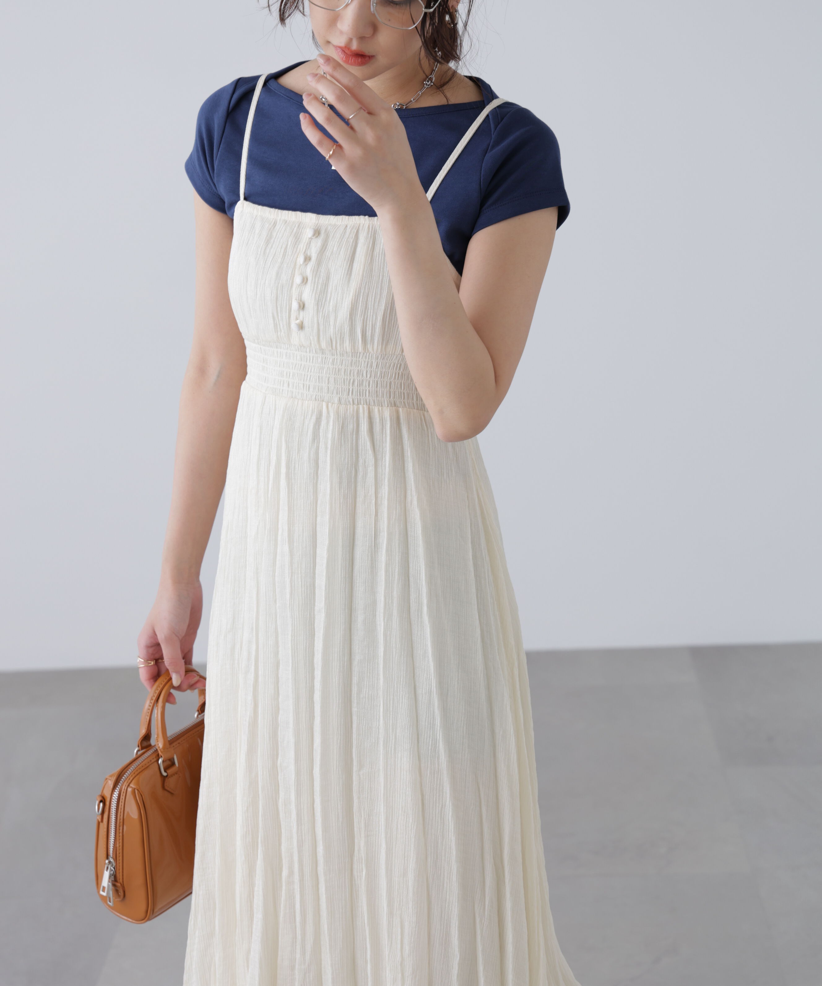  「シャイニーワッシャーキャミワンピース」|ワンピース|