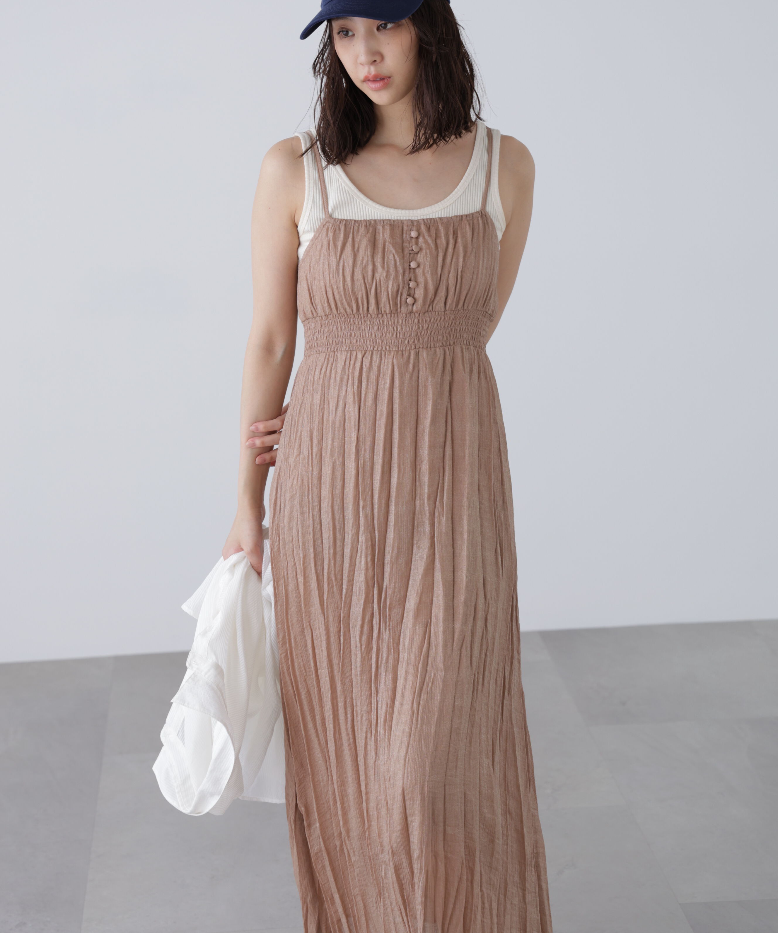  「シャイニーワッシャーキャミワンピース」|ワンピース|