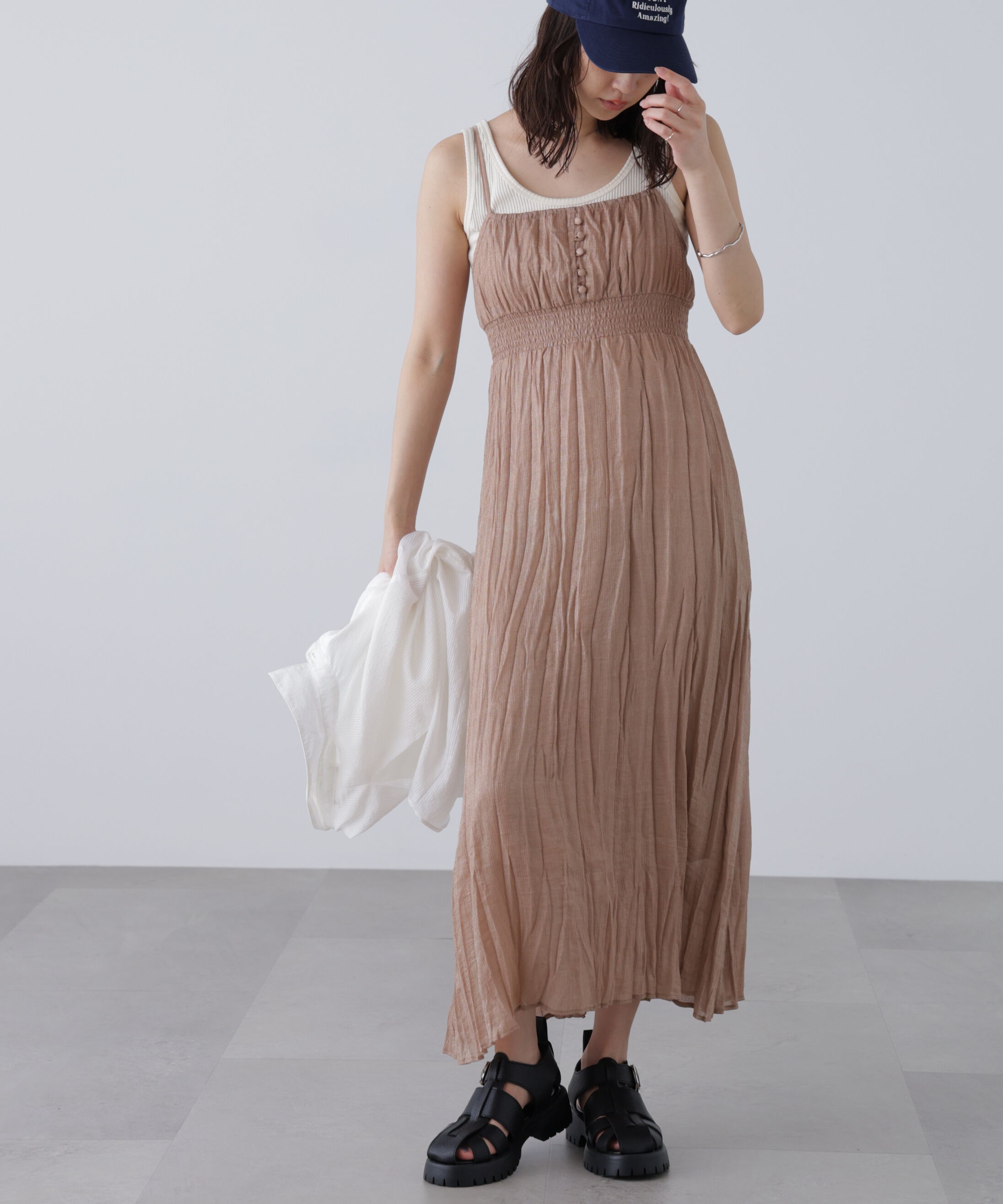  「シャイニーワッシャーキャミワンピース」|ワンピース|